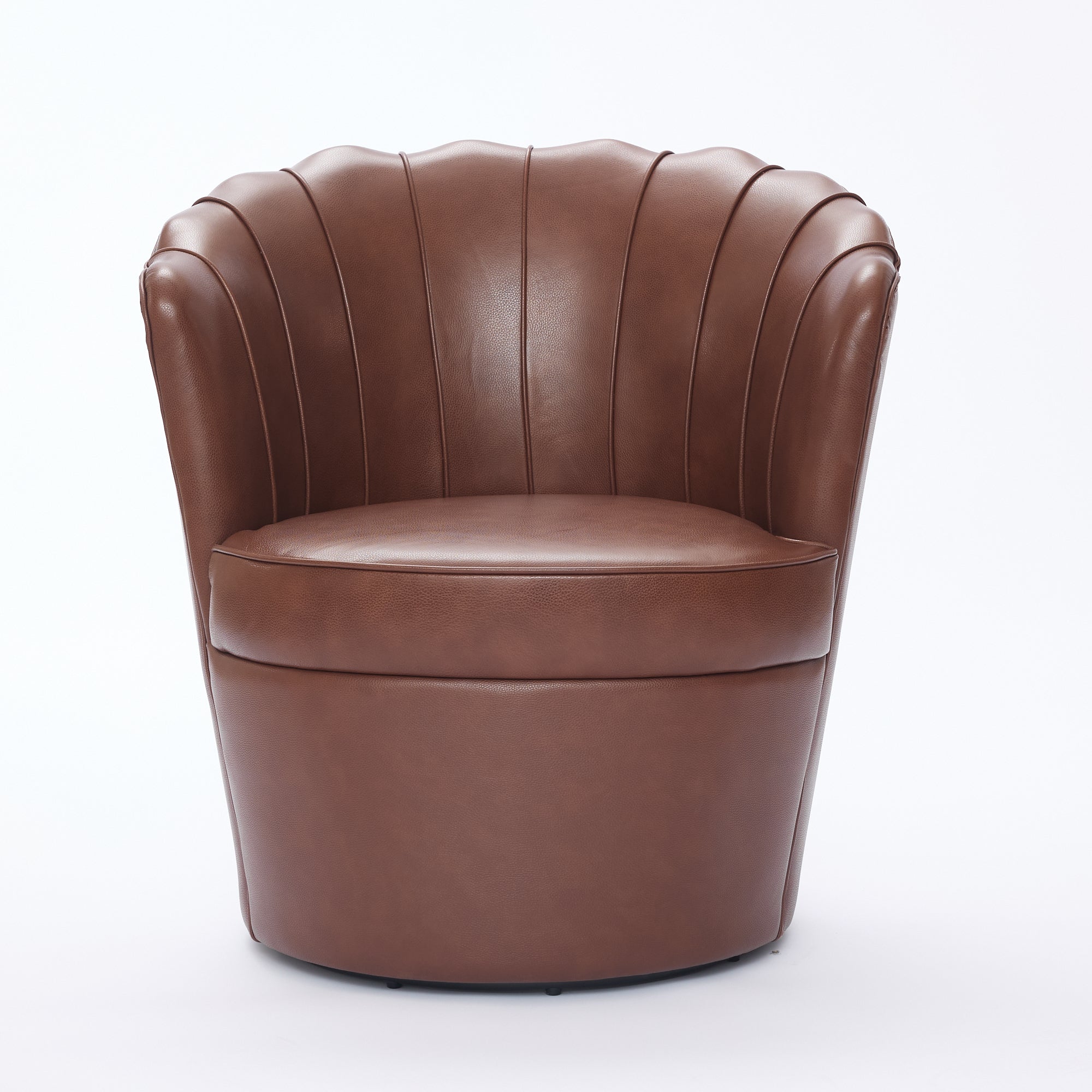 Genuine Top-Grain Leather Swivel Wing-Back Accent Chair