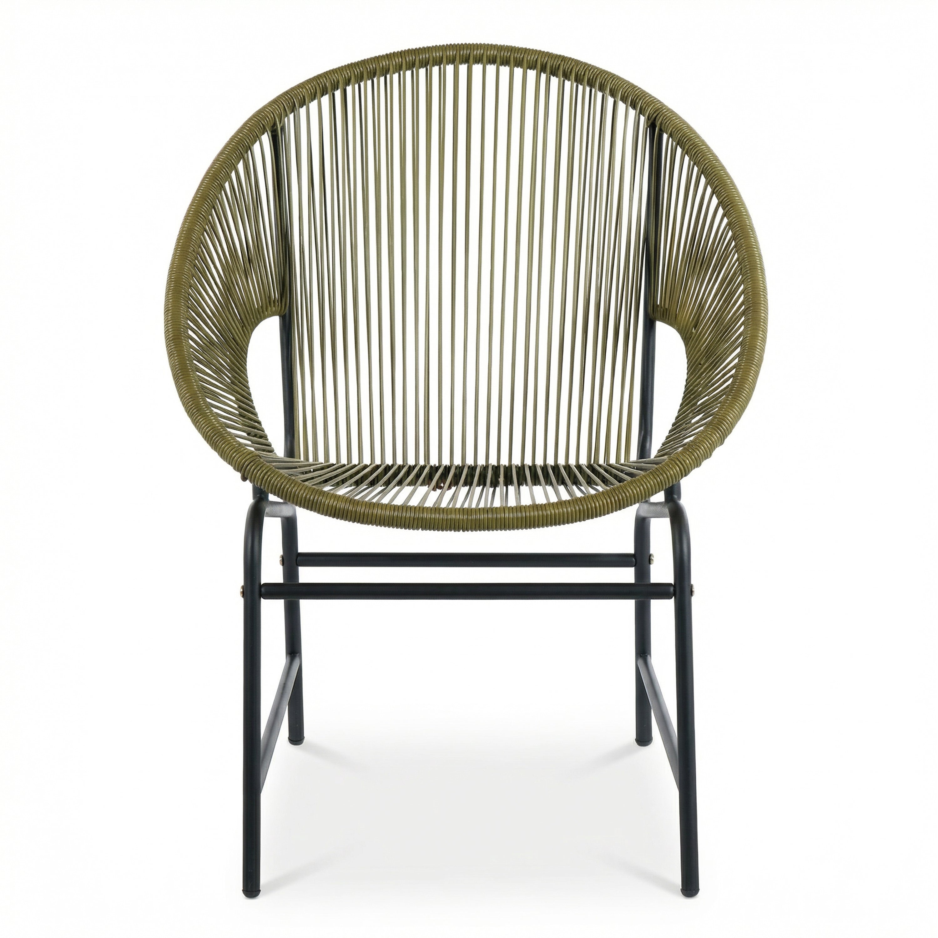 NUSA OUTDOOR PATIO WICKER CHAIR, TEAL PE RATTAN & IRON FRAME, SET OF 2