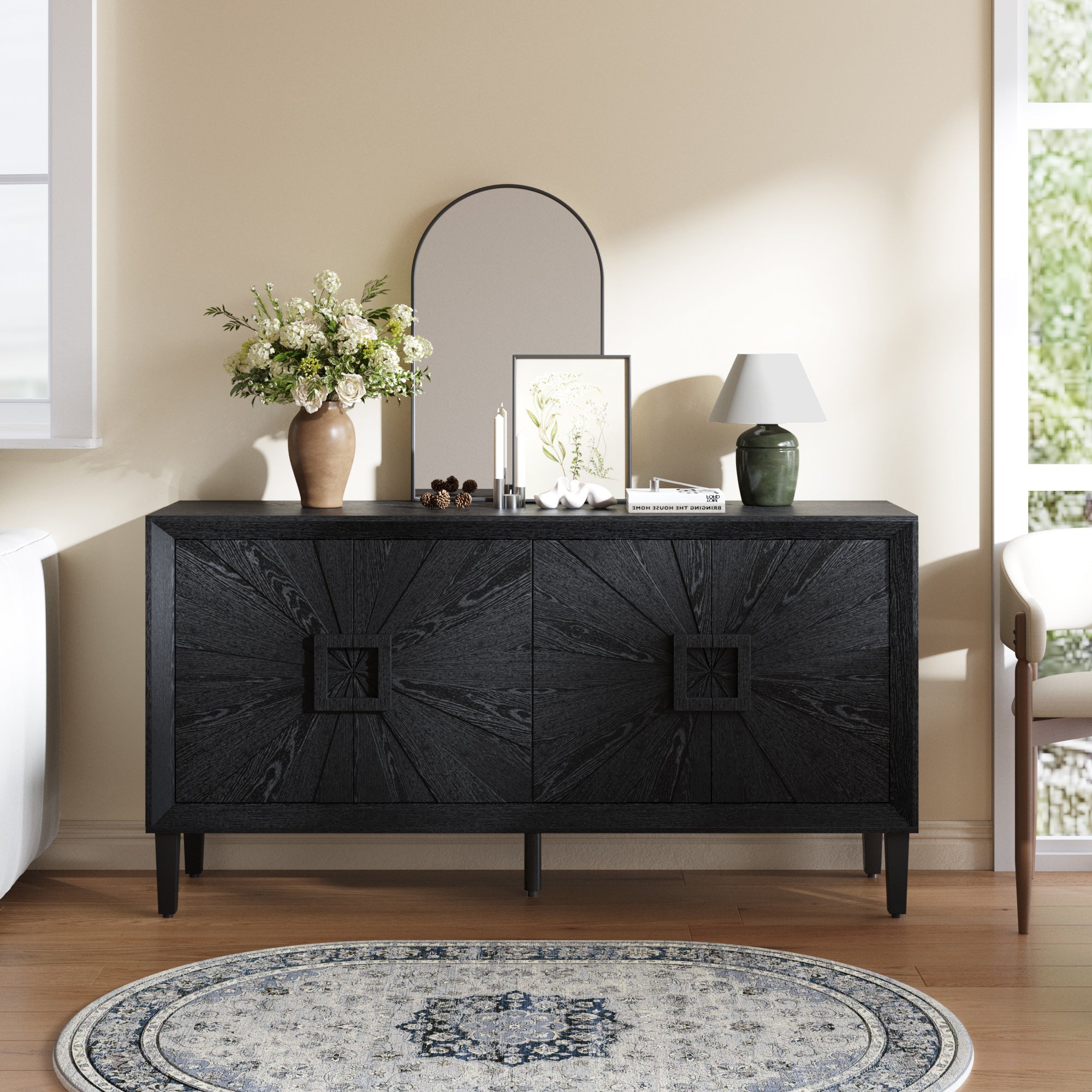 Sunburst Storage Cabinet with Adjustable Shelves