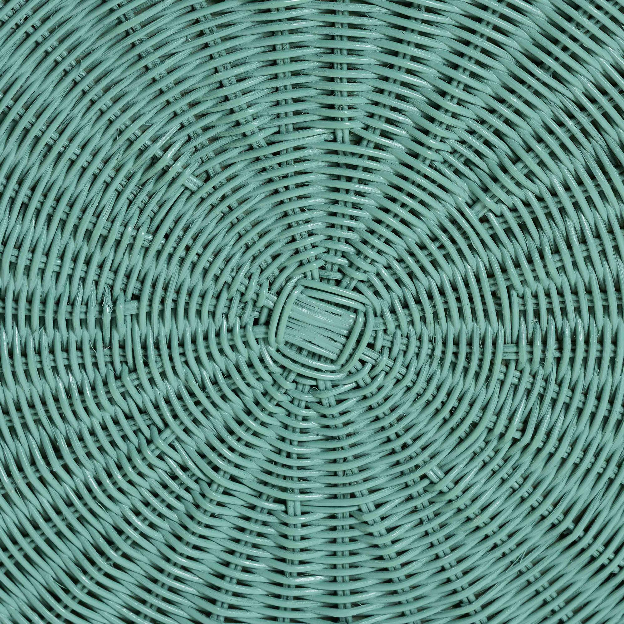 Palm Bohemian Seafoam Green Scallop Rattan Accent Table