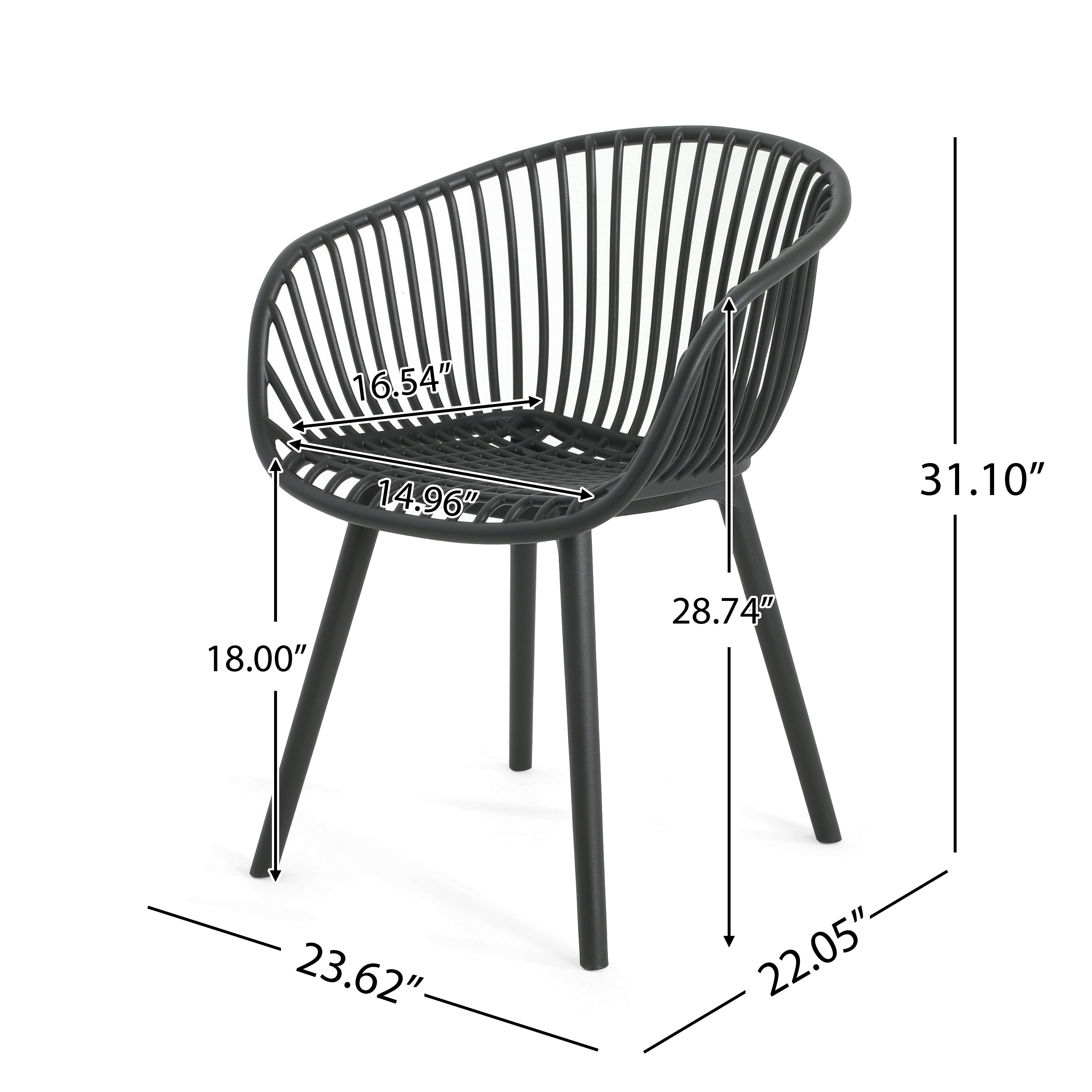 Annabergite 7-Piece Outdoor Dining Set with Wood Table and 6 Plastic Dining Chairs