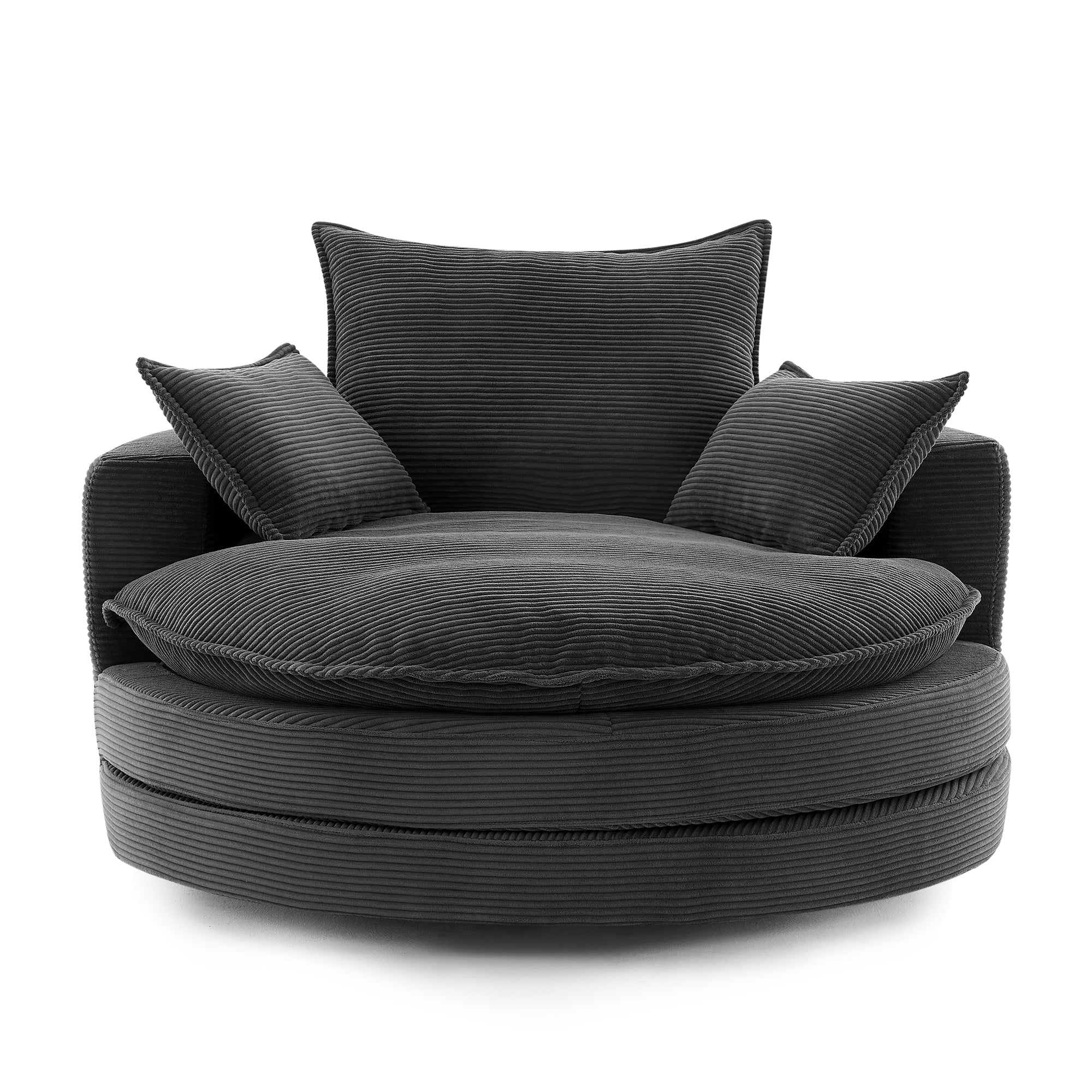 Corduroy 360° Swivel Accent Barrel Chair with 3 Removable Pillows