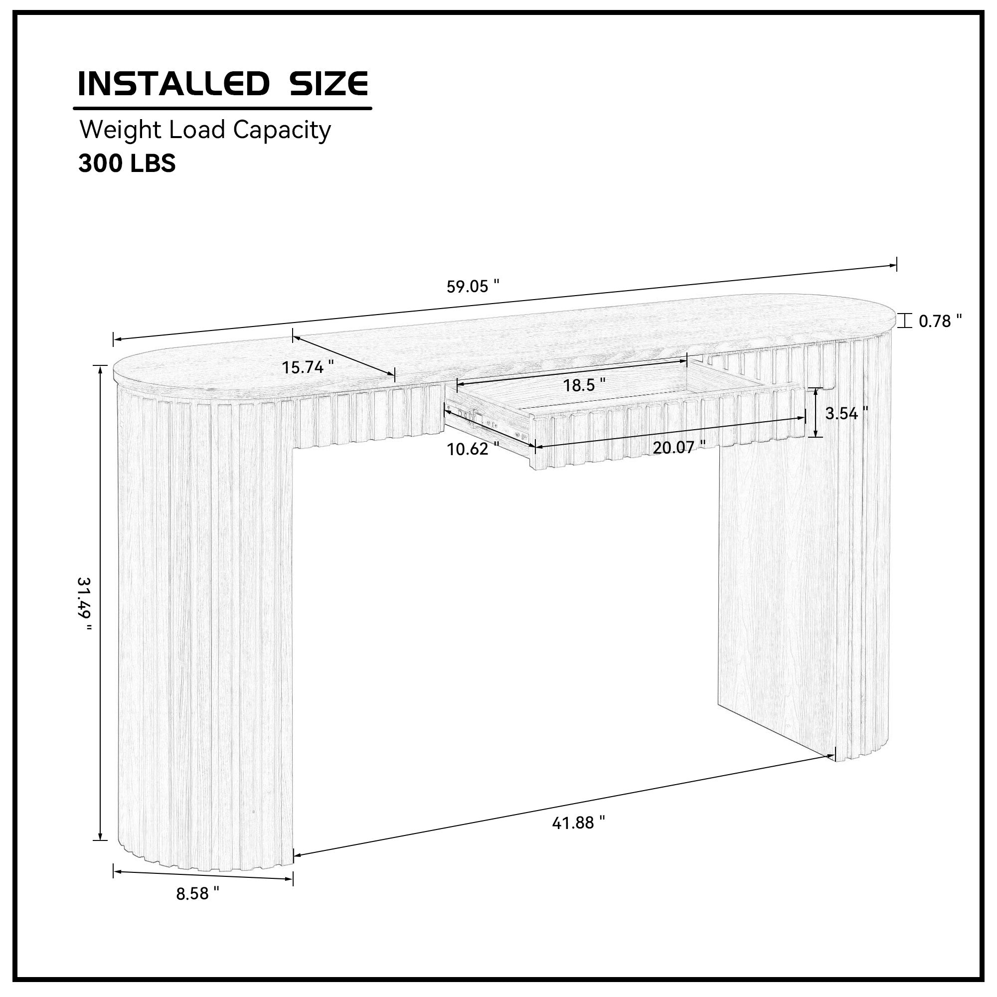 Mariposa Console Table with Drawer and Unique Vertical Stripe Design