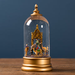 LED Snow Globe Bell Jar with Nativity Scene 10.5"