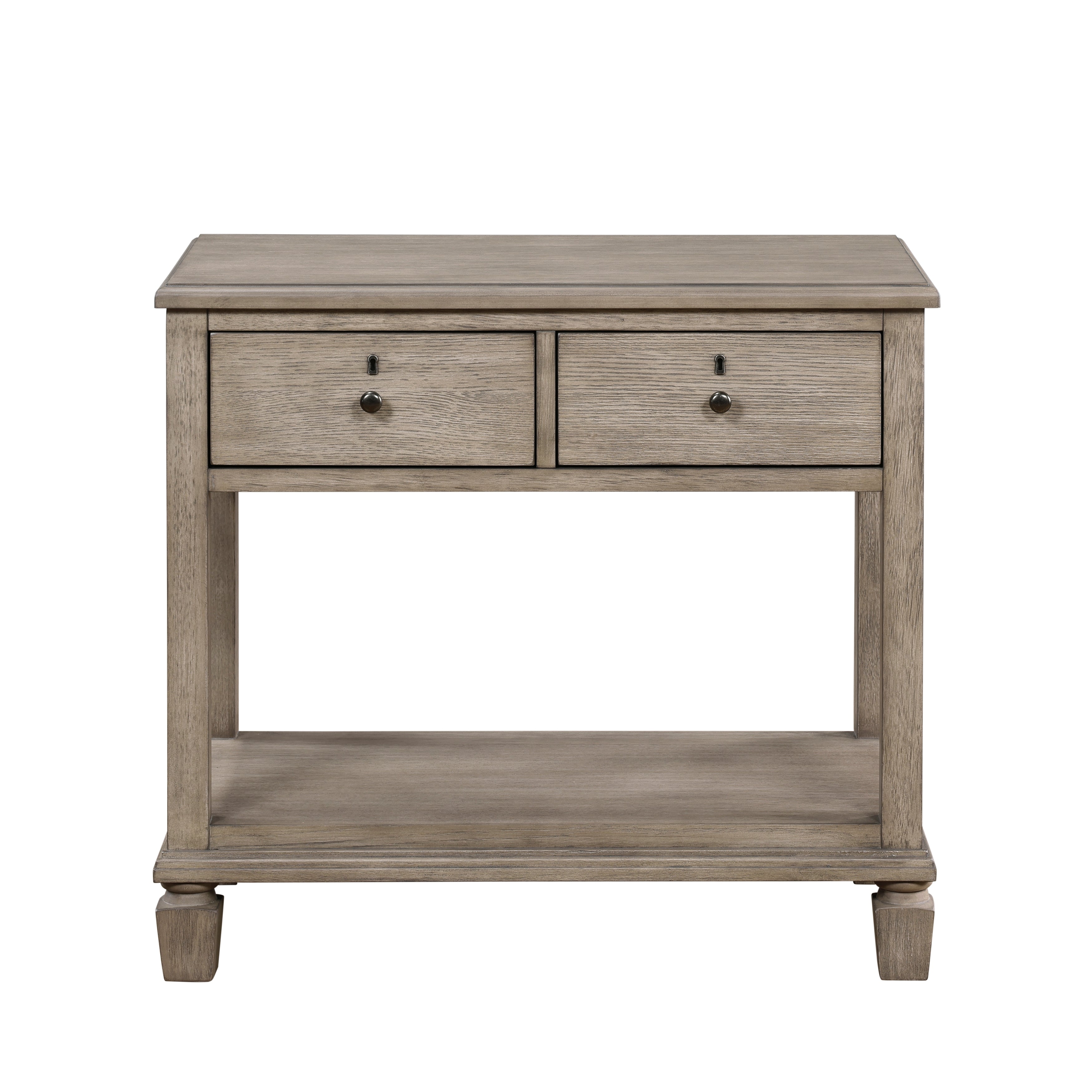 2-Drawer Nightstand with Open Bottom Shelf