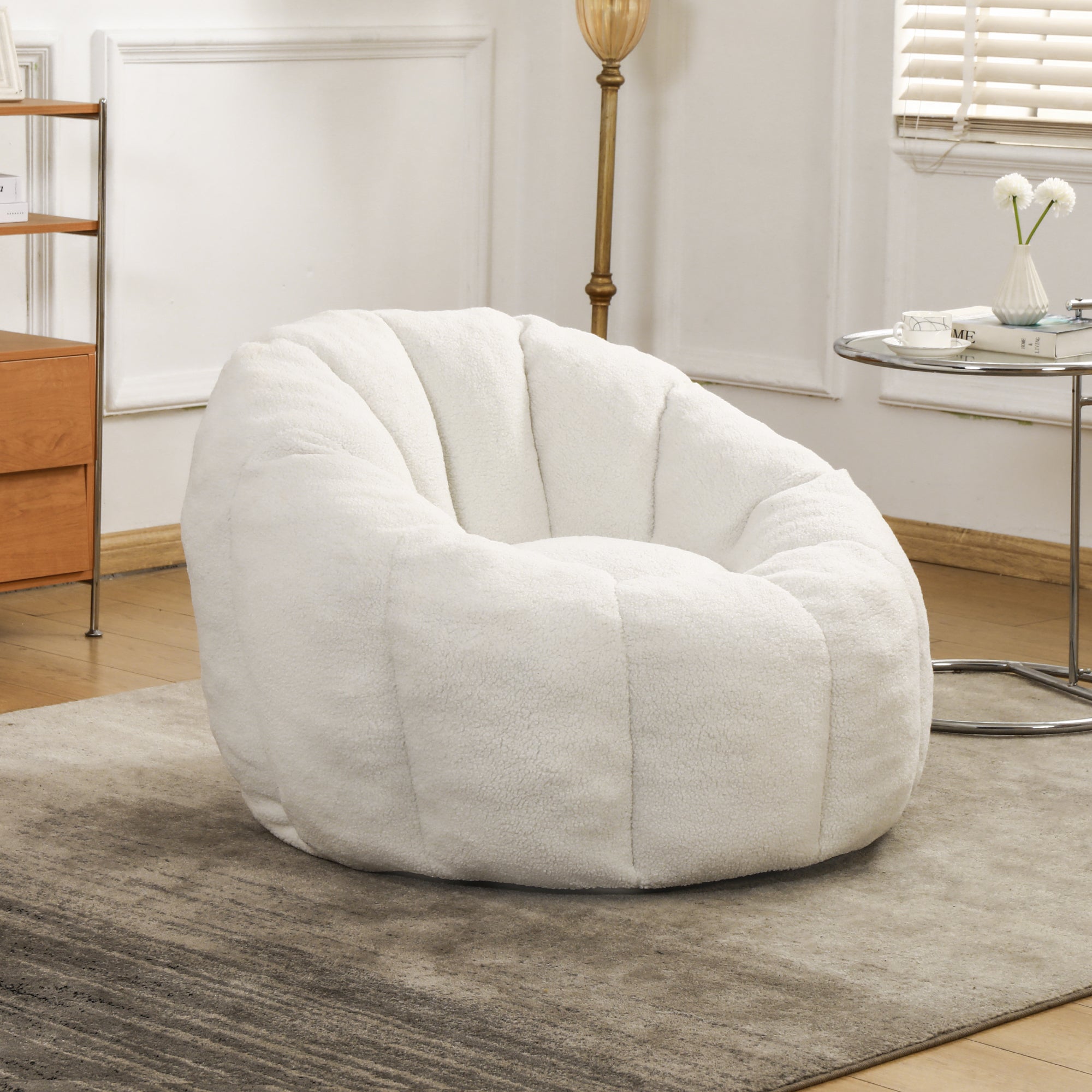 Plush Faux Fur Bean Bag Chair with Armrests