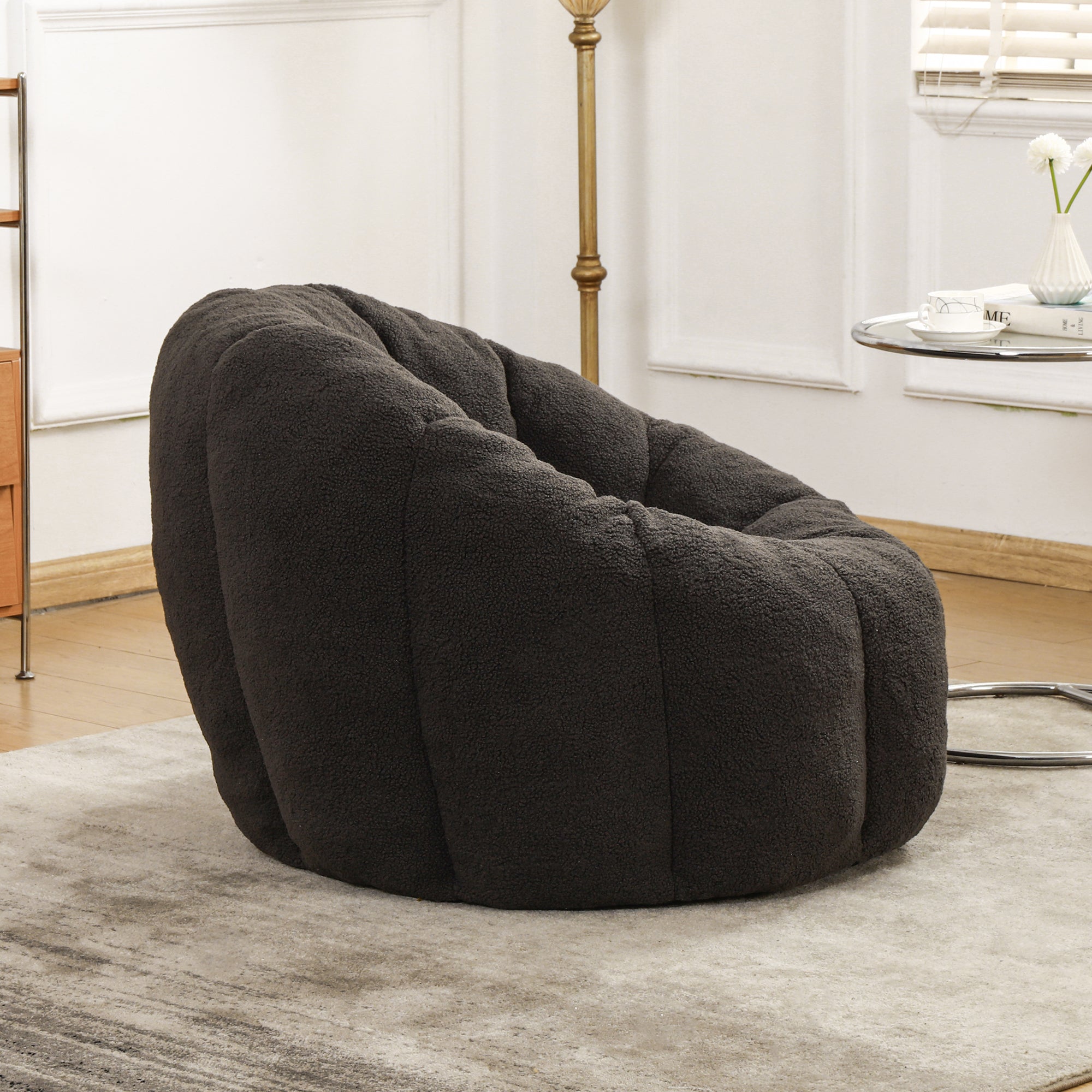 Plush Faux Fur Bean Bag Chair with Armrests