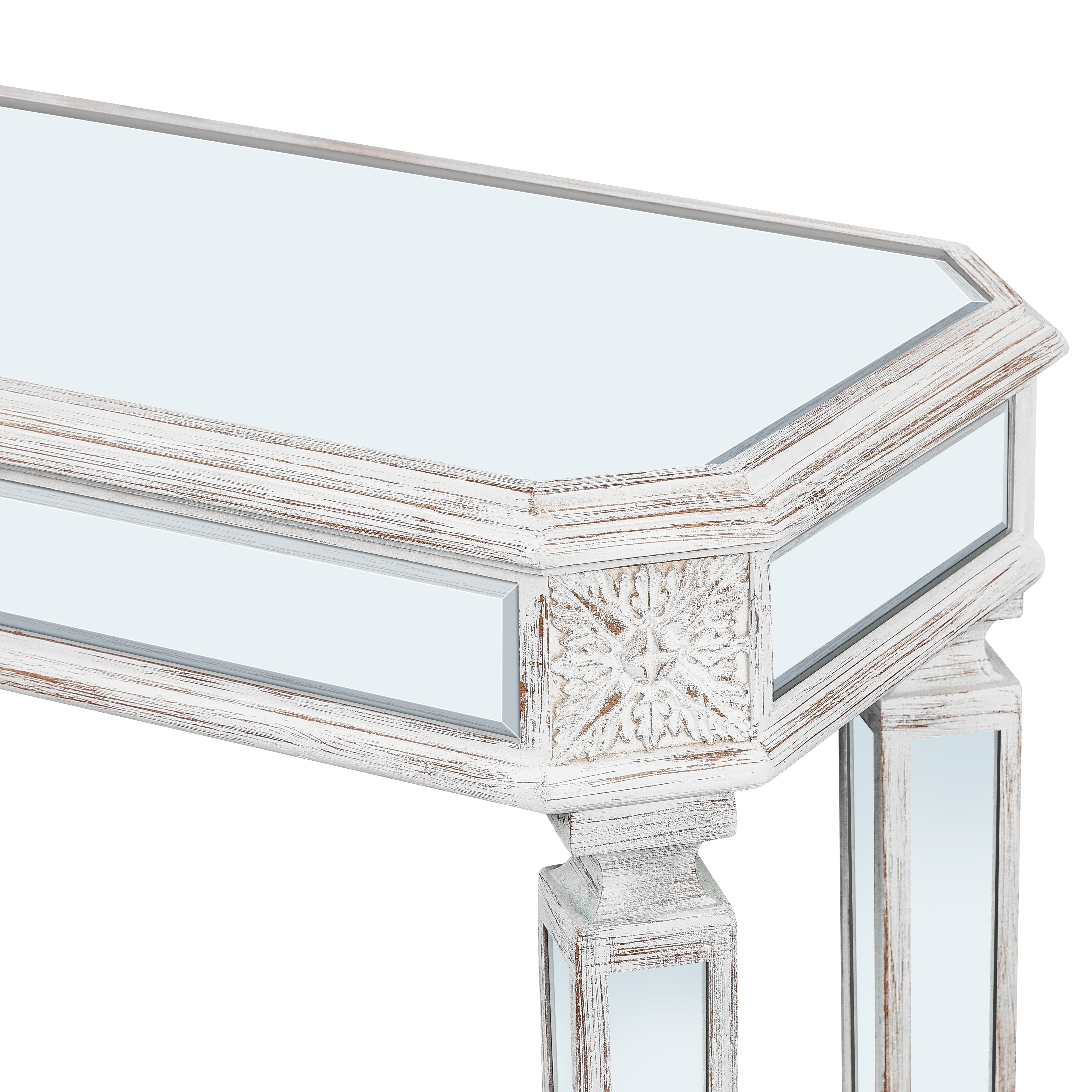 Mirror Console Table with Vintage Wood Grain Carving