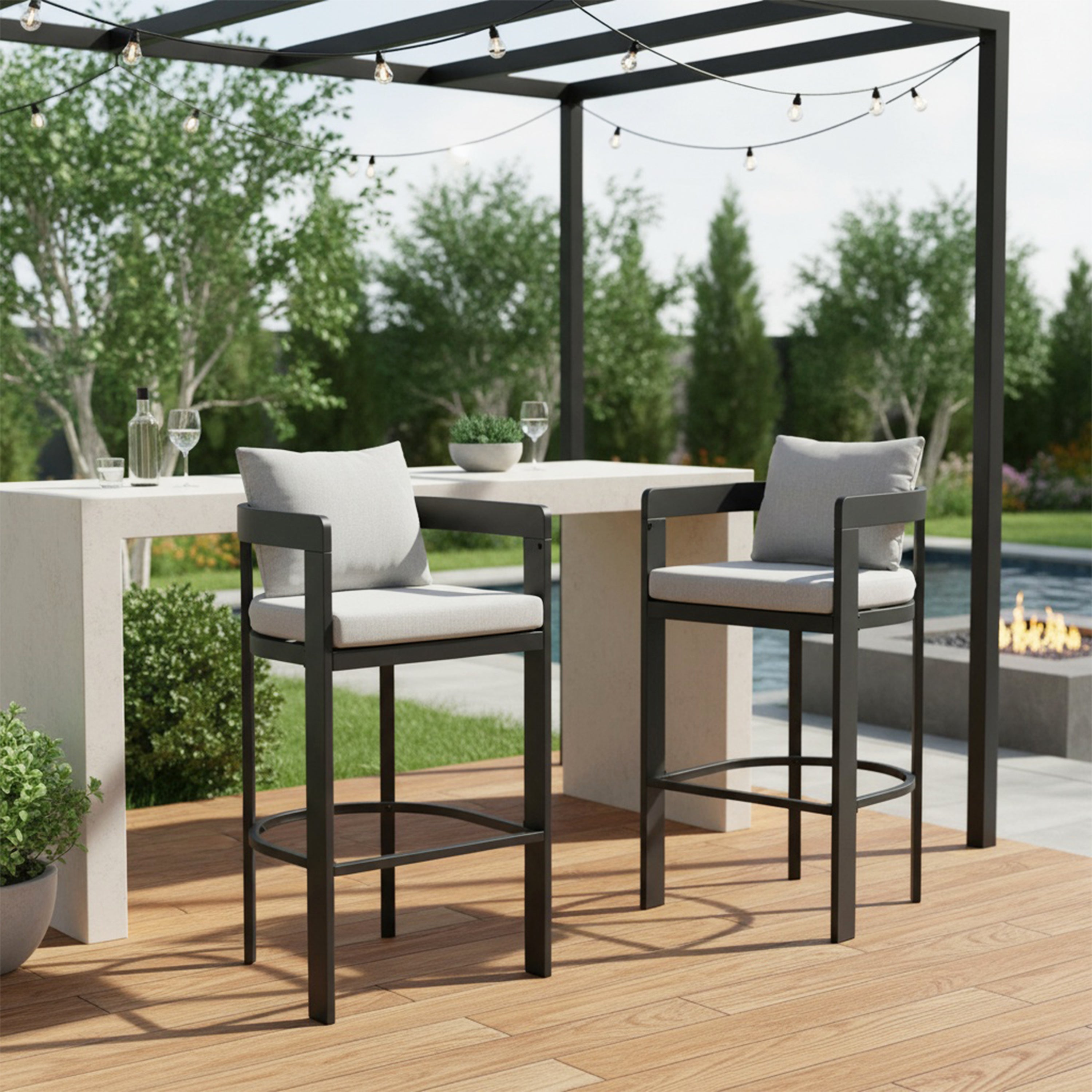 Elko Outdoor Patio Barstool, Set of 2