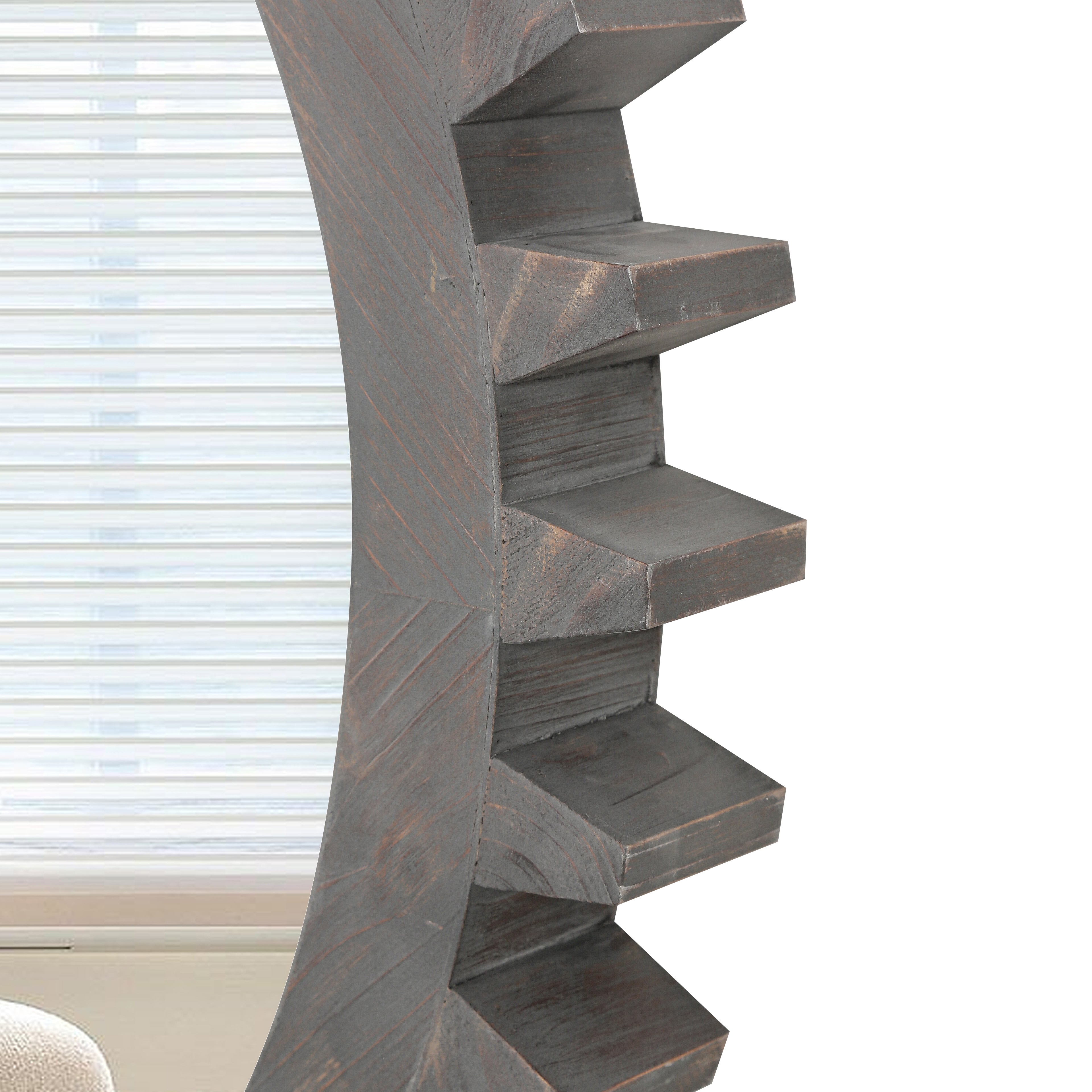 Harmonyx Wall Mirror with Gear Shape and Wood Frame