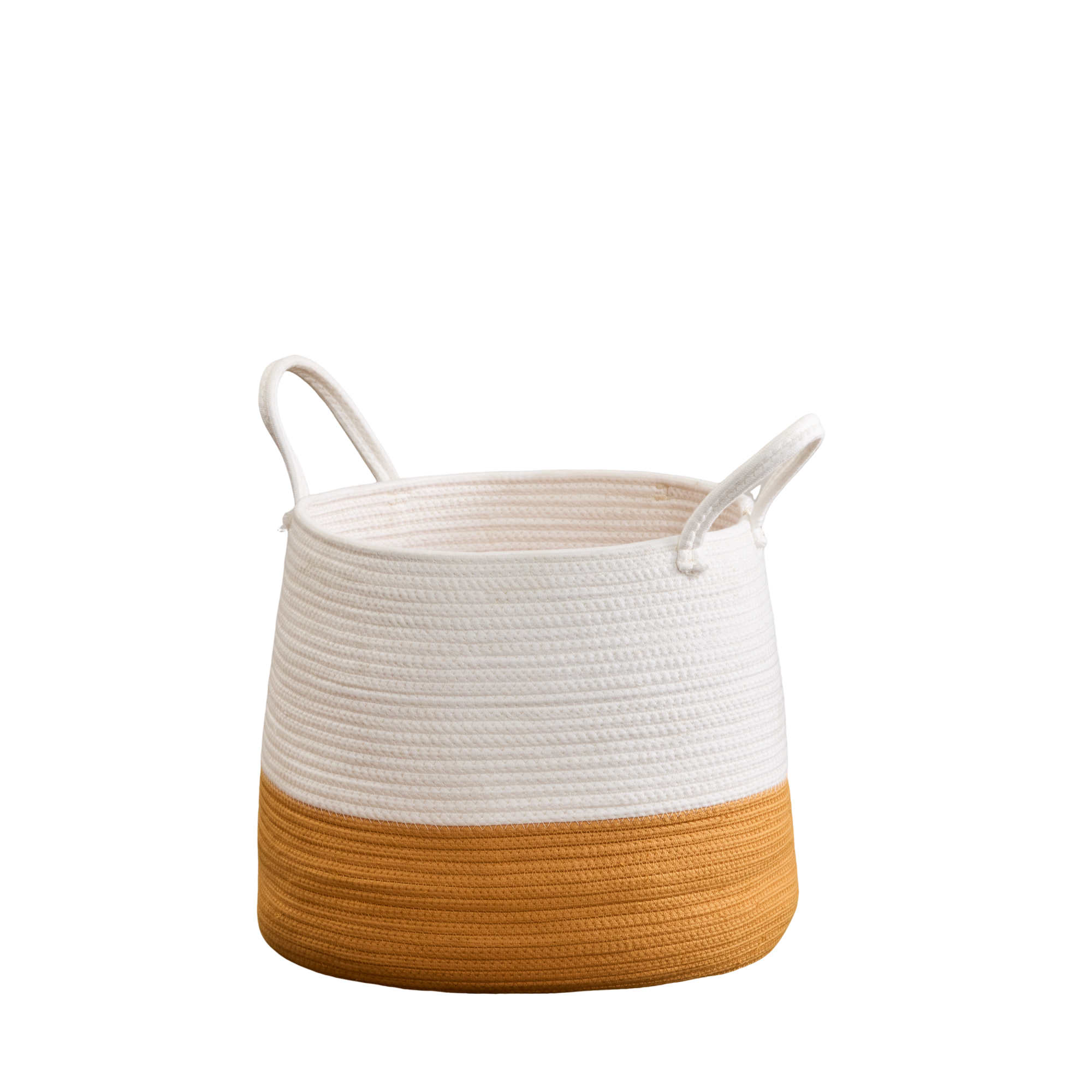 Cotton Round White Orange Laundry and Storage Basket
