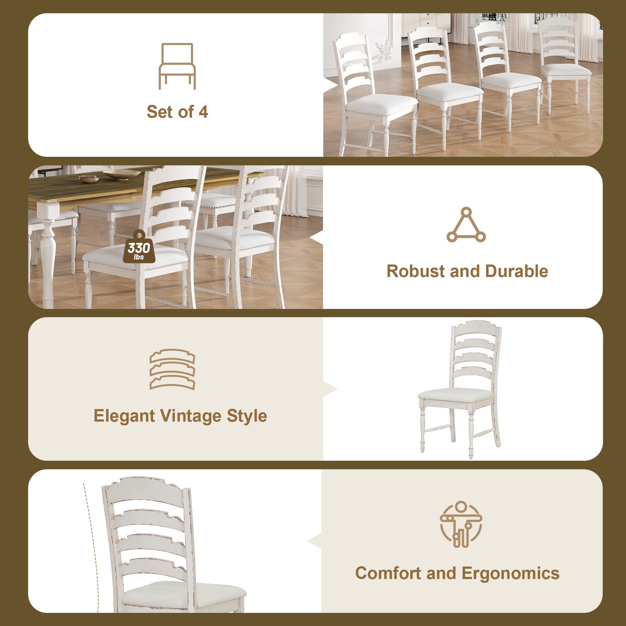 Foreverx 9-Piece Dining Set with Removable Leaf Table and 8 Upholstered Dining Chairs