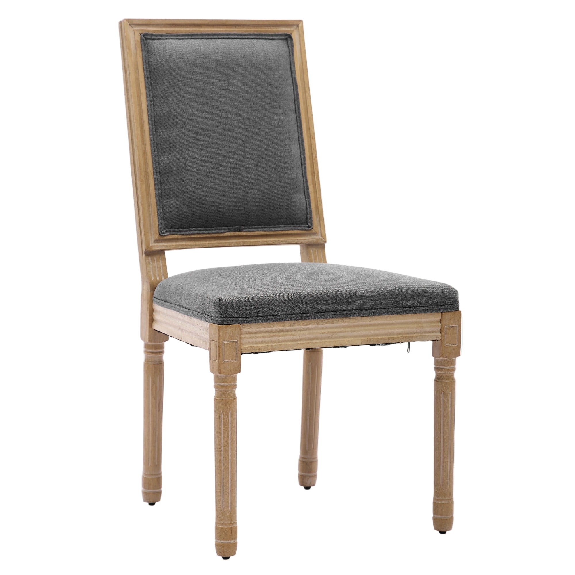 Louis French Country Dining Chairs with Square Upholstered Backrest, Set of 2