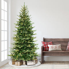 7.5 ft Pre-lit Slim Balsam Fir Artificial Christmas Tree with Clear Lights & Metal Stand
