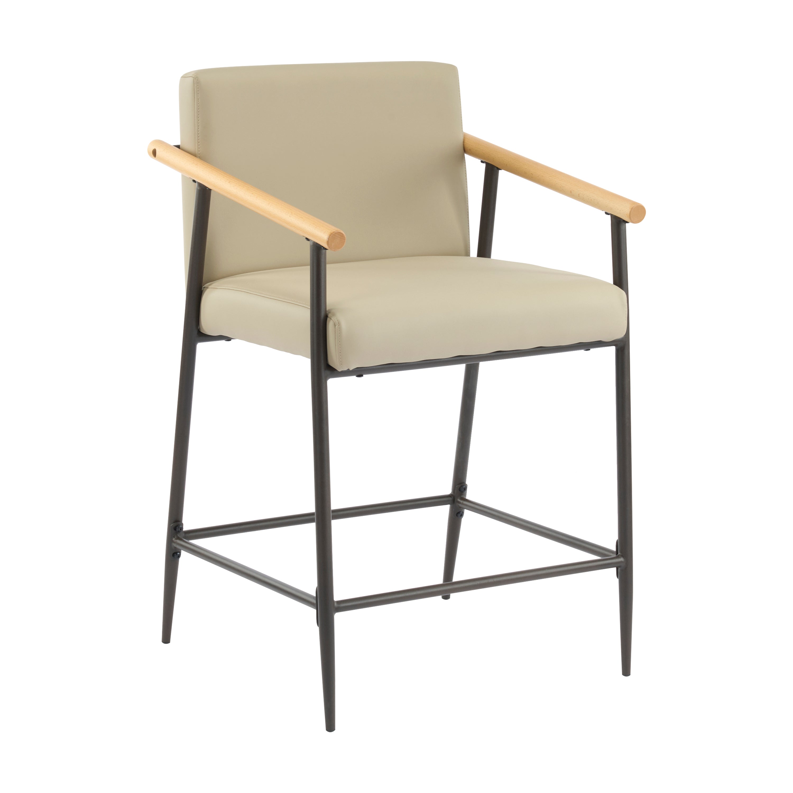 Kentwood Square Back Upholstered Counter Stool with Iron Frame, Set of 2