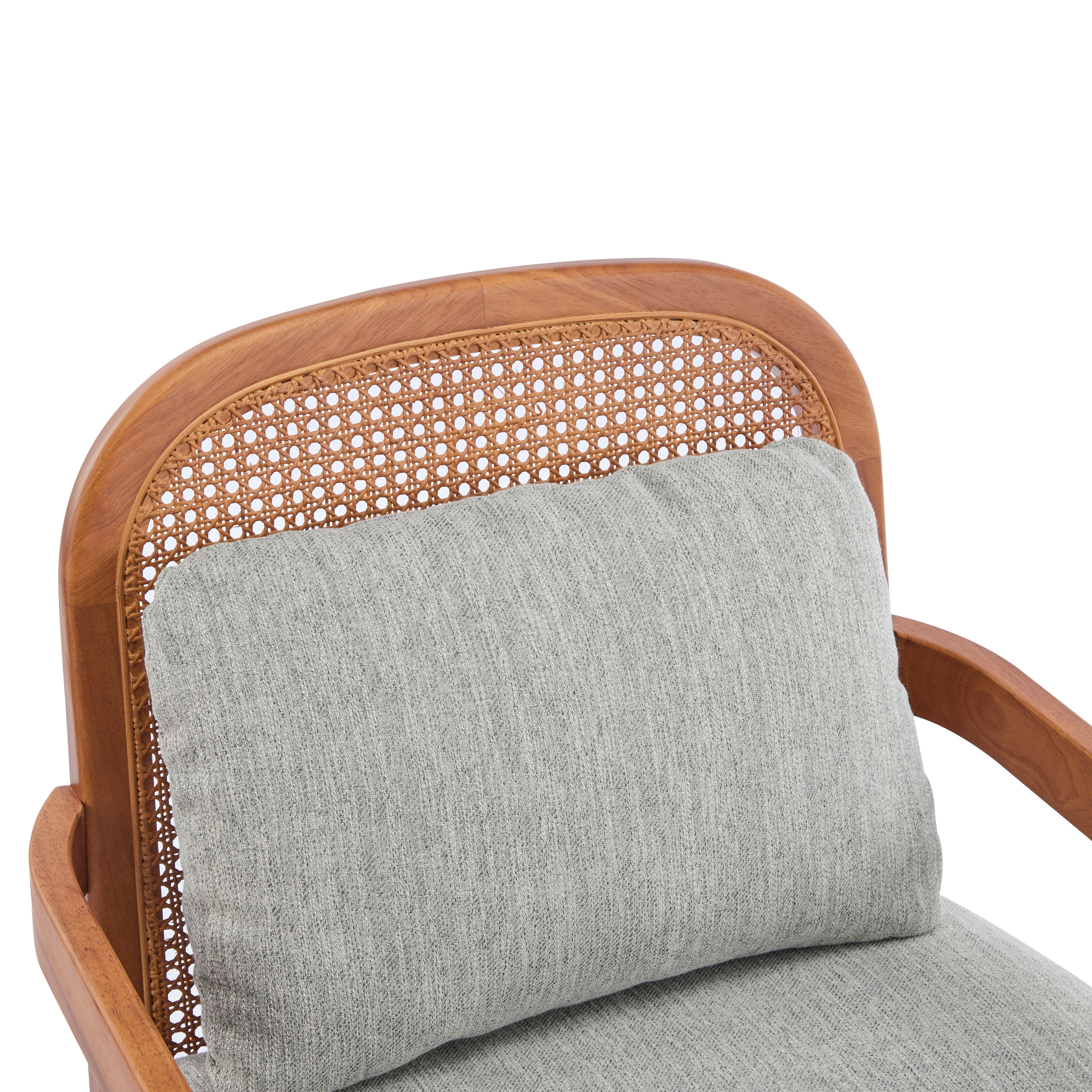 Elliston Solid Wood and Rattan Accent Chair with Cushions, Set of 2
