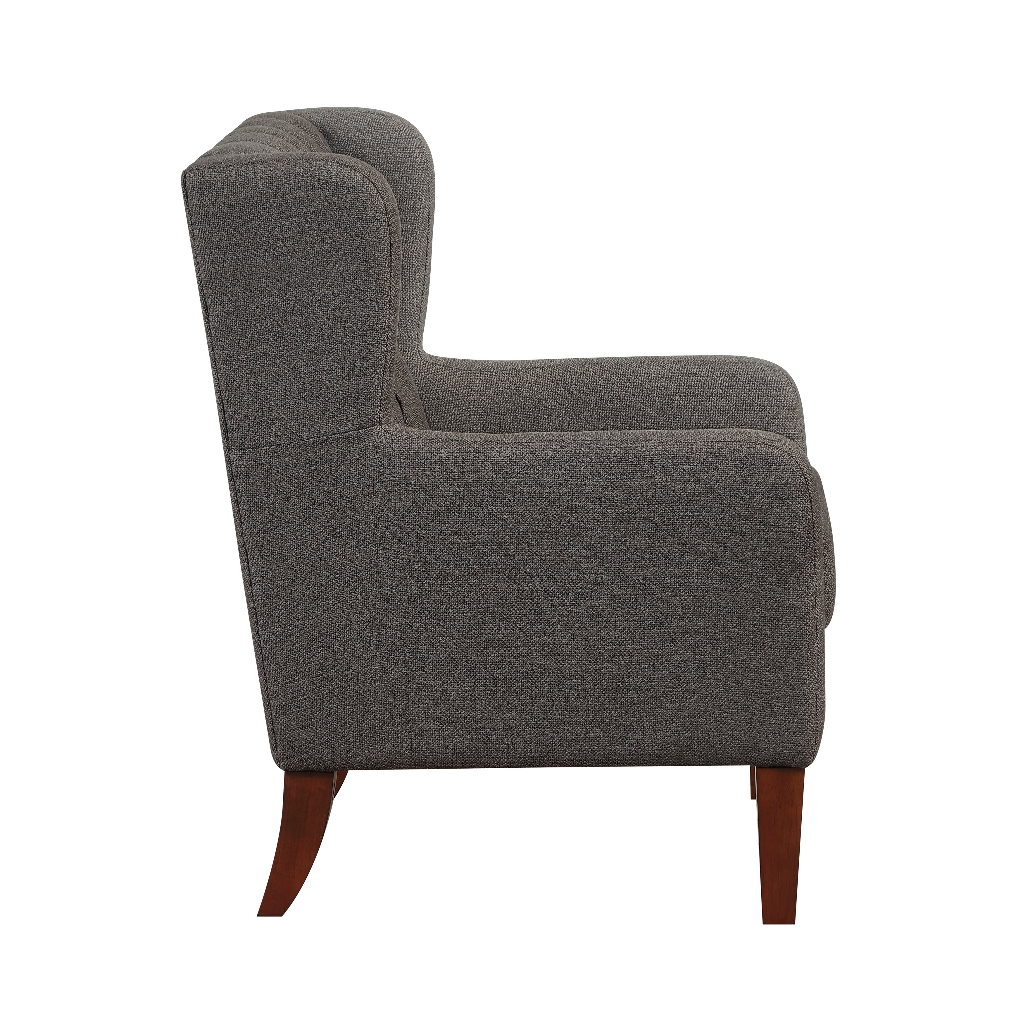 Button-Tufted Wingback Accent Chair with Solid Wood Legs