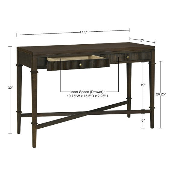 2-Drawer Console Table with X-Shaped Base