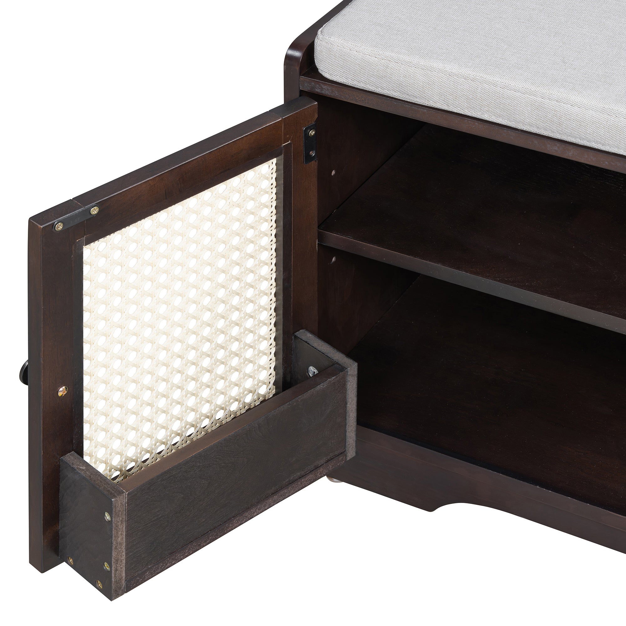 Storage Bench with Rattan Doors