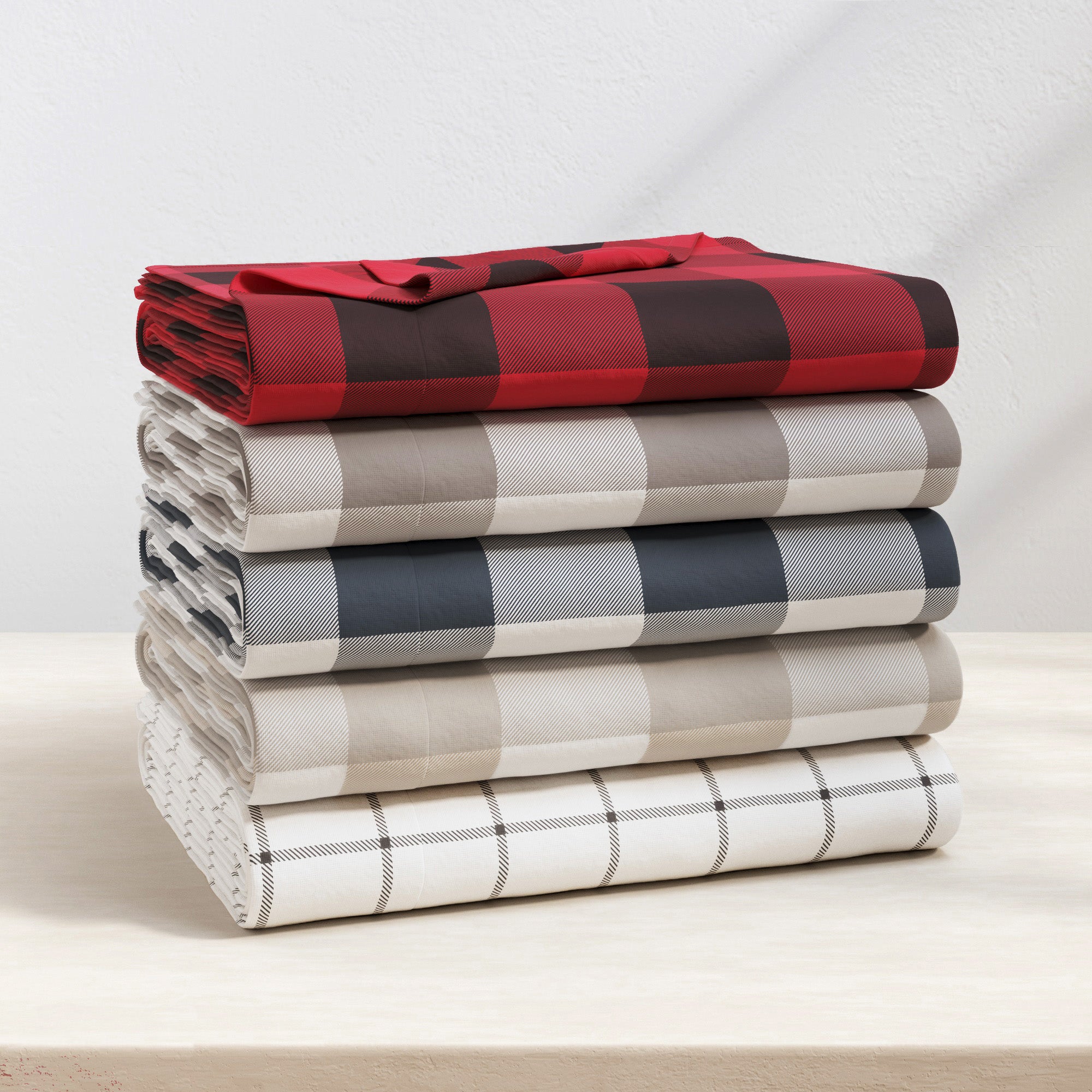 100% Turkish Cotton Plaid Flannel Sheet Sets