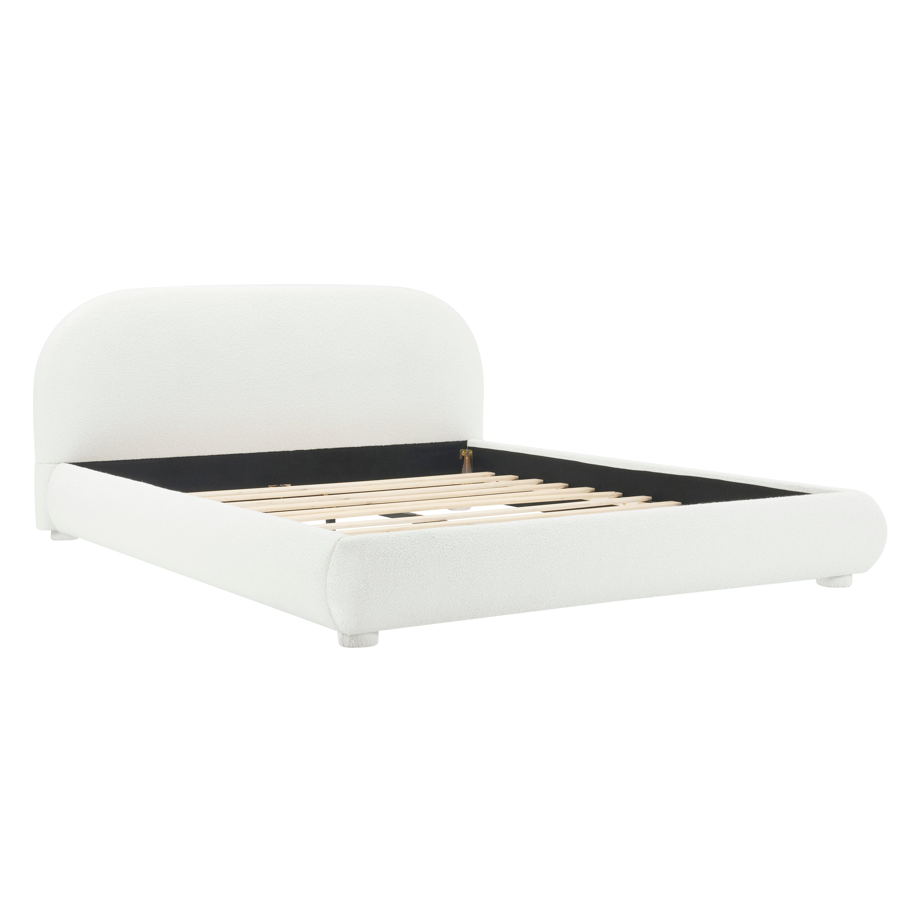 Modern Bed Frame with Upholstered Curved Headboard
