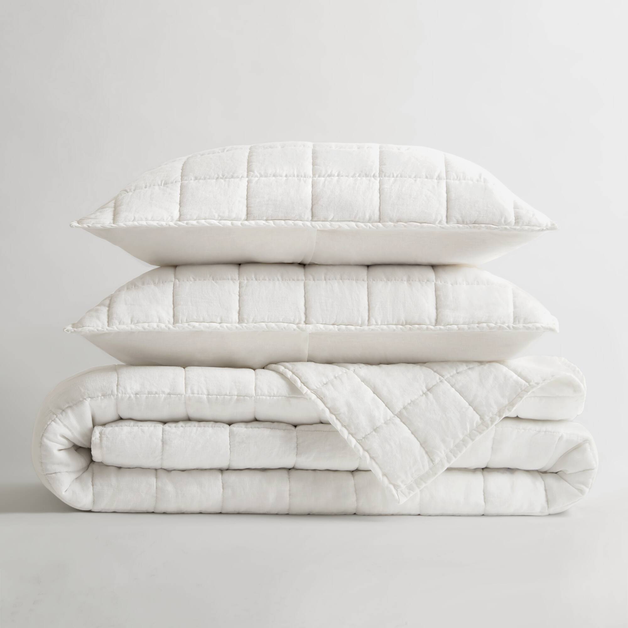 3 Piece Garment Washed French Linen Quilt Set