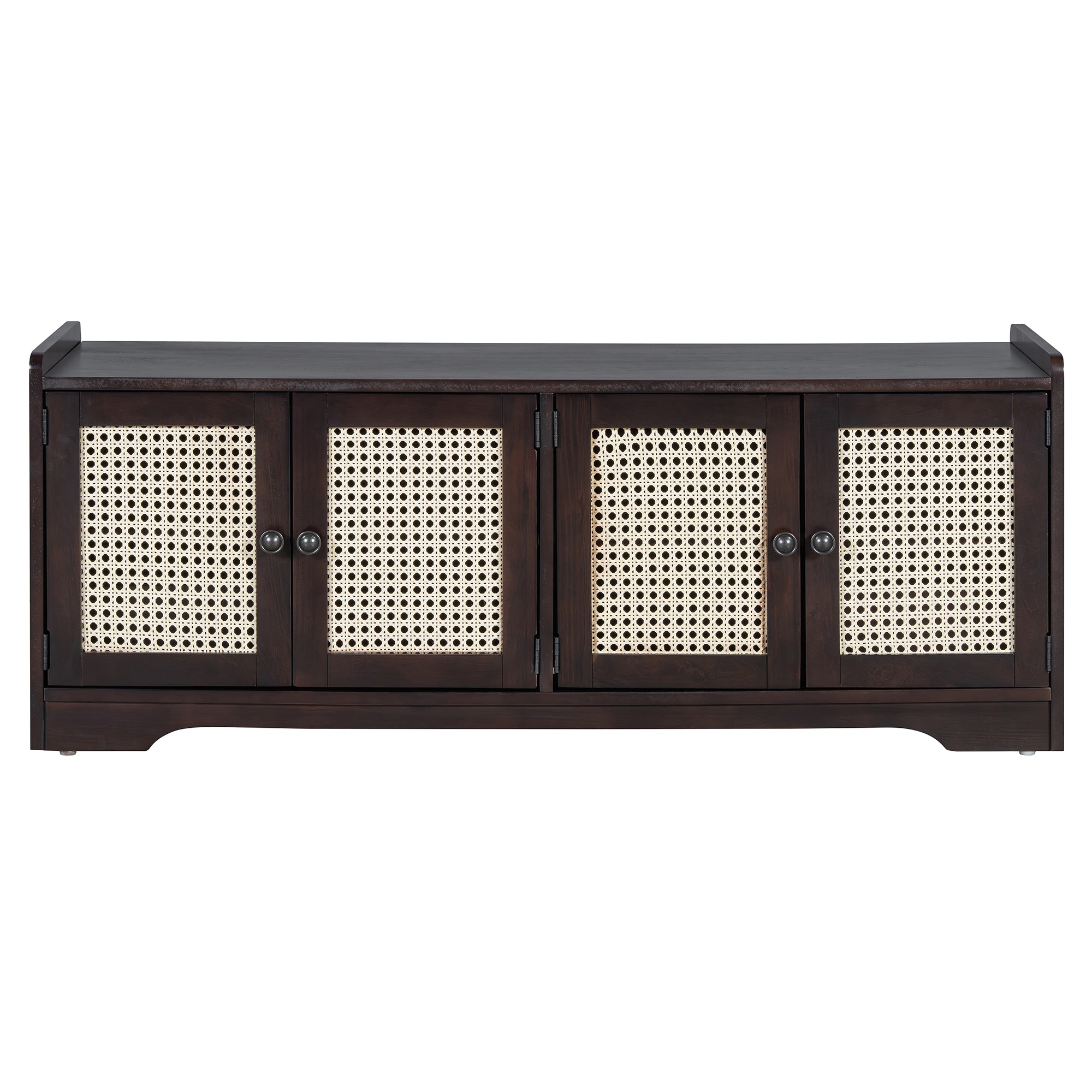 Storage Bench with Rattan Doors