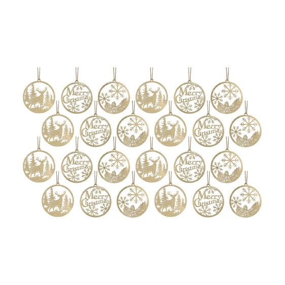 Gold-Metal-Cut-Out-Rustic-Tree-Ornaments-(set-of-24)-Gold-Ornaments