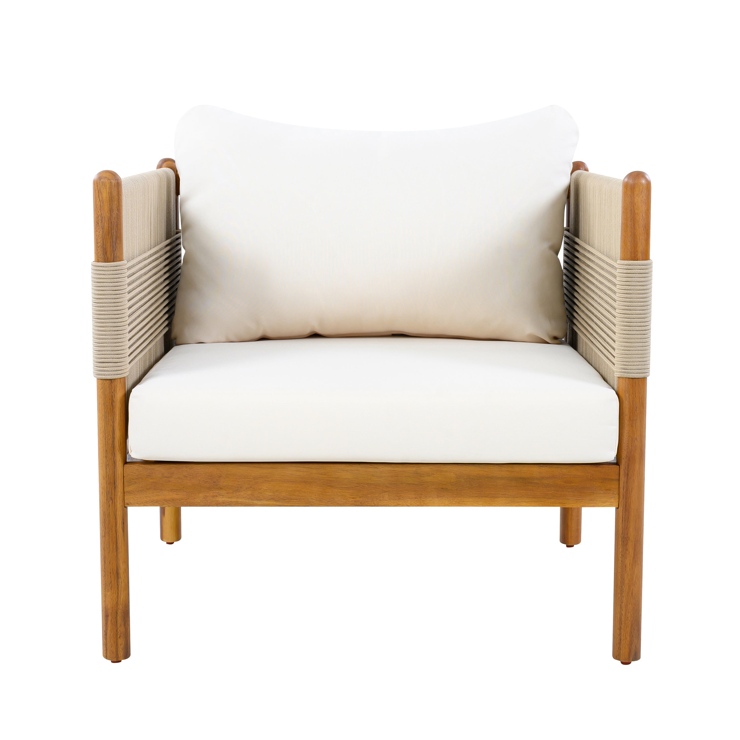 Seabrook Acacia Wood Outdoor Club Chair with Diamond Rope Weave & Cushions