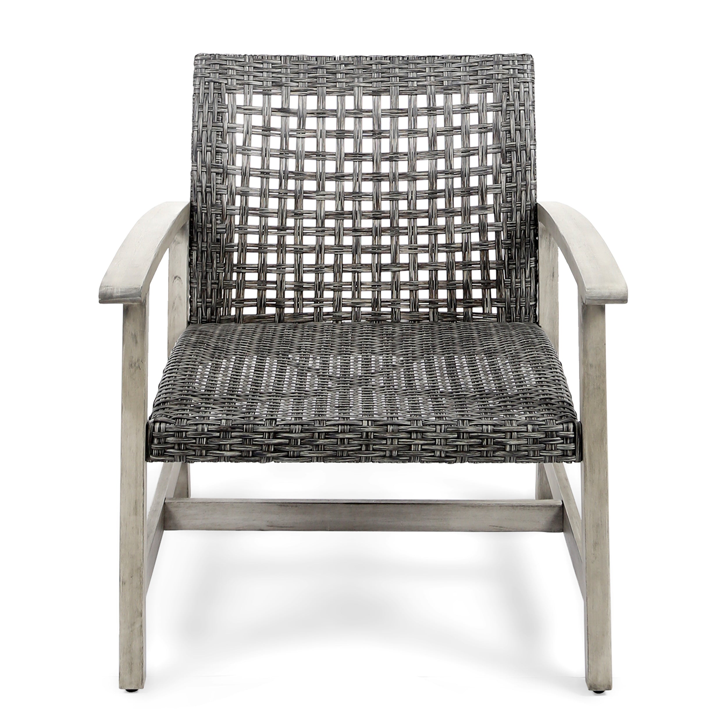 Hampton Outdoor Rattan & Acacia Wood Wicker Club Chairs, Set of 2