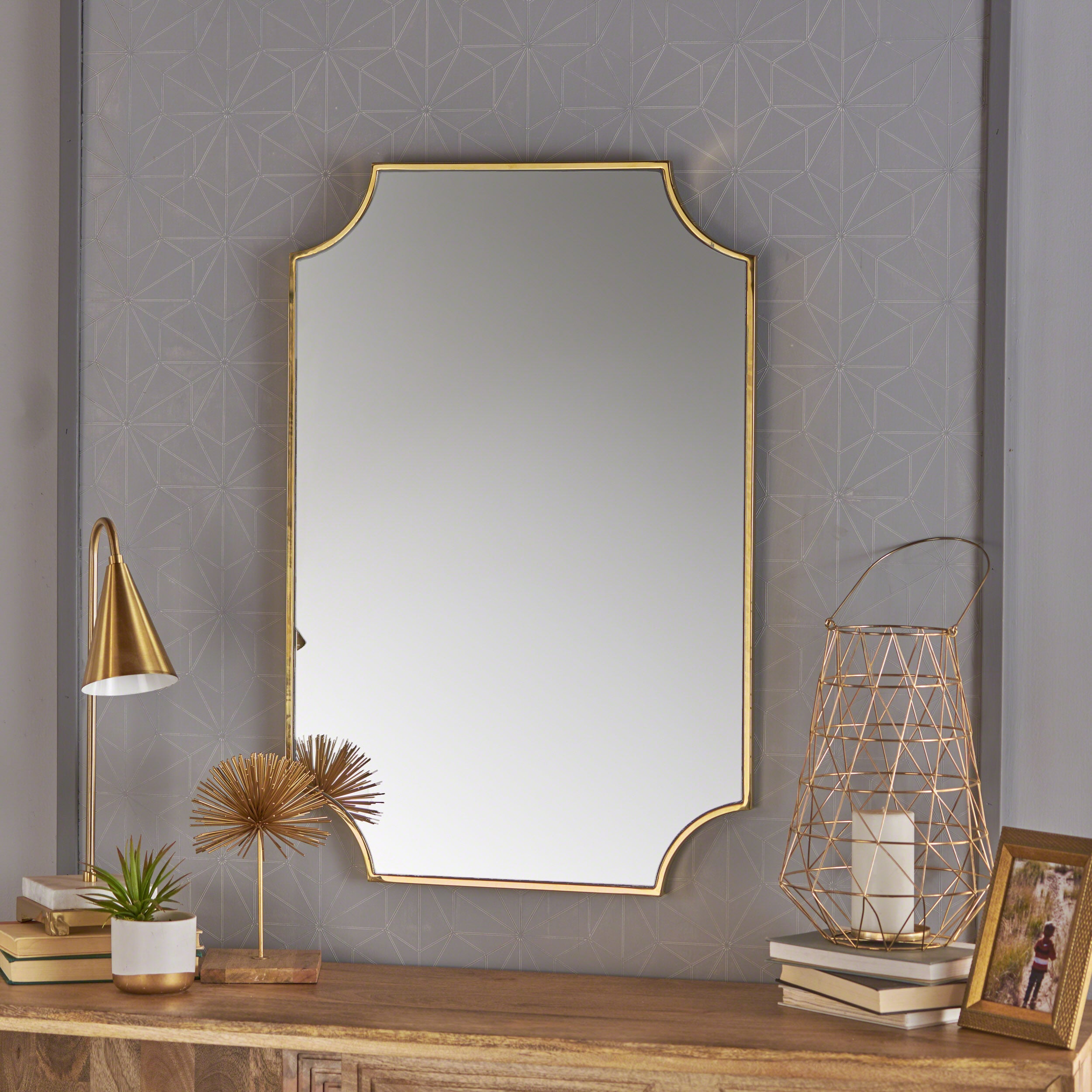 36" Wall Mirror with Rectangular Shape and Stainless Steel Frame