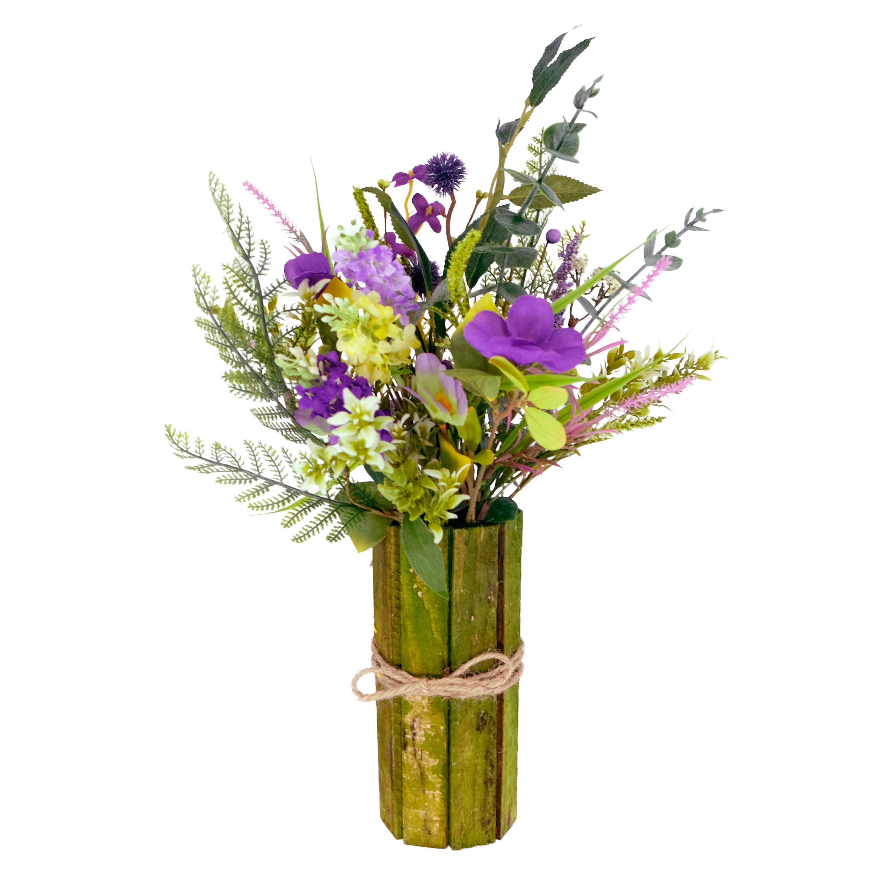 18" Artificial Green and Lavender Flower Bouquet