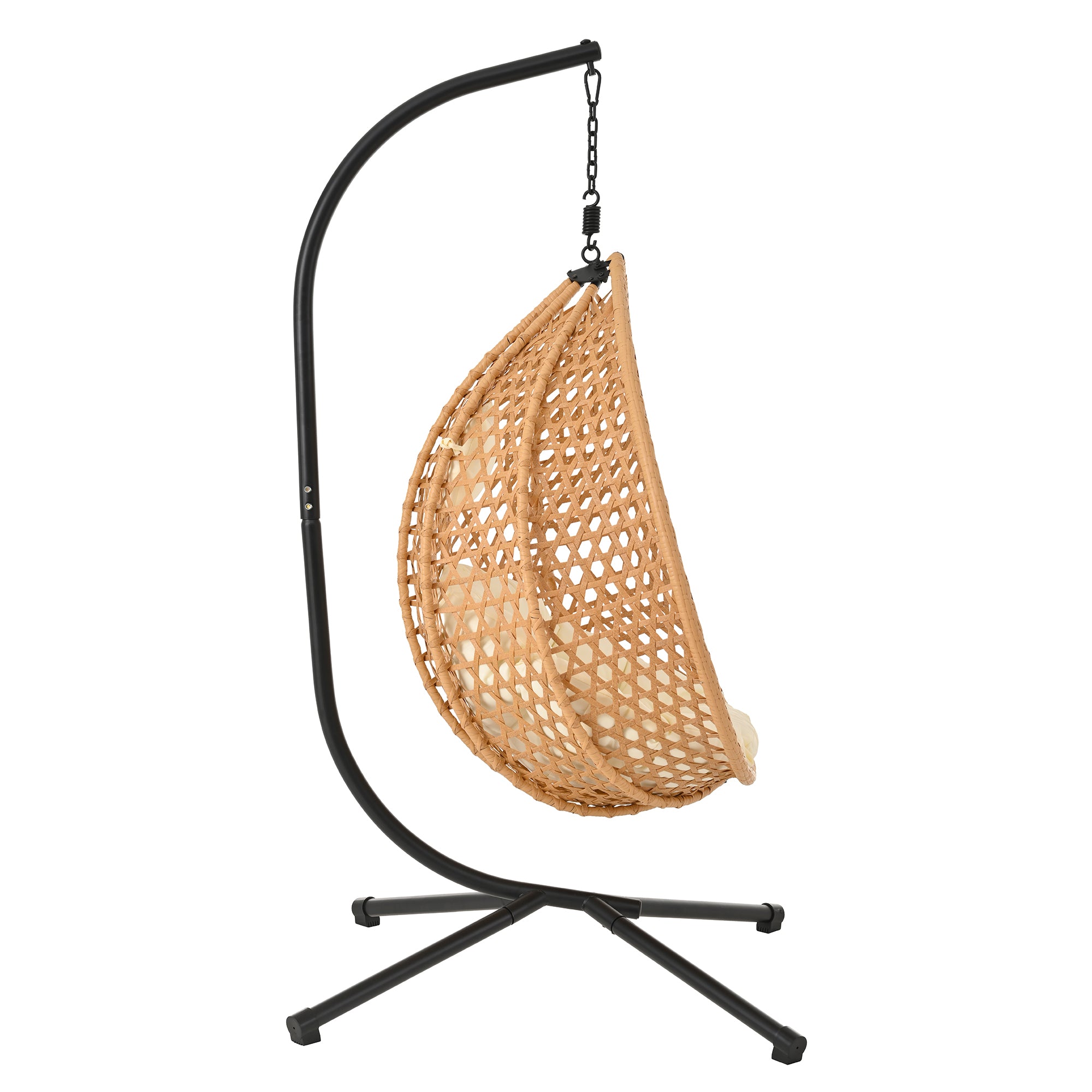 Hanging Swinging Egg Chair with Rattan Weaving, Base Included