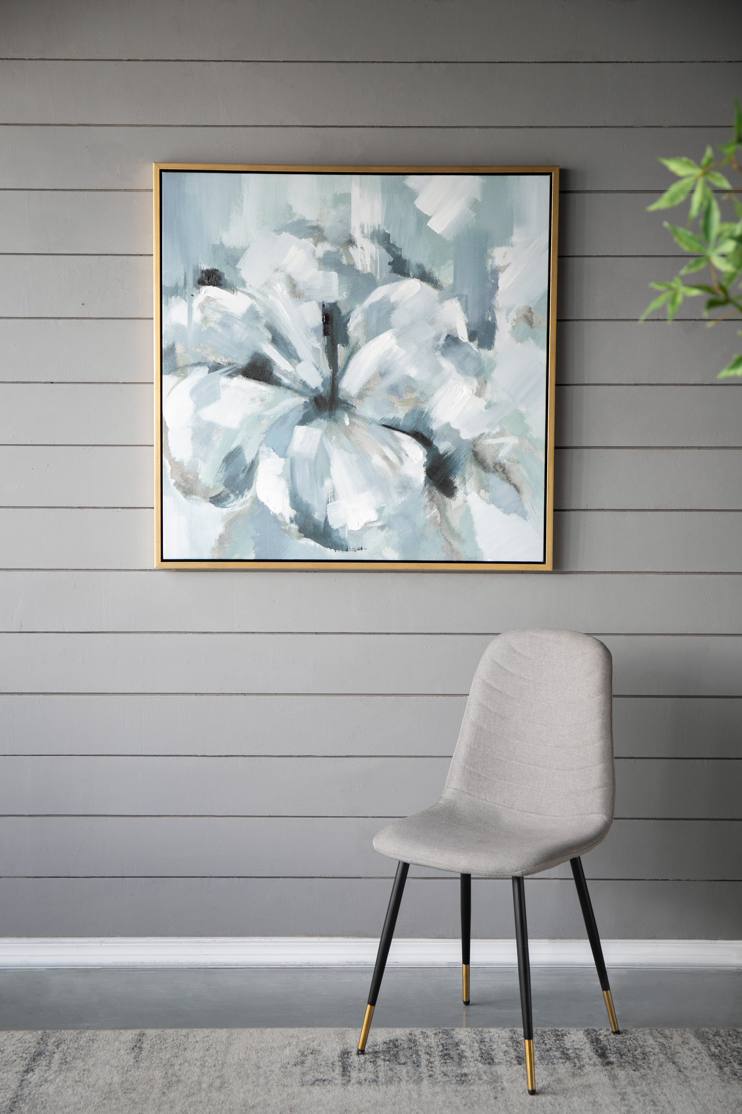 39.5" x 39.5" Wall Art with Large Flower Oil Painting