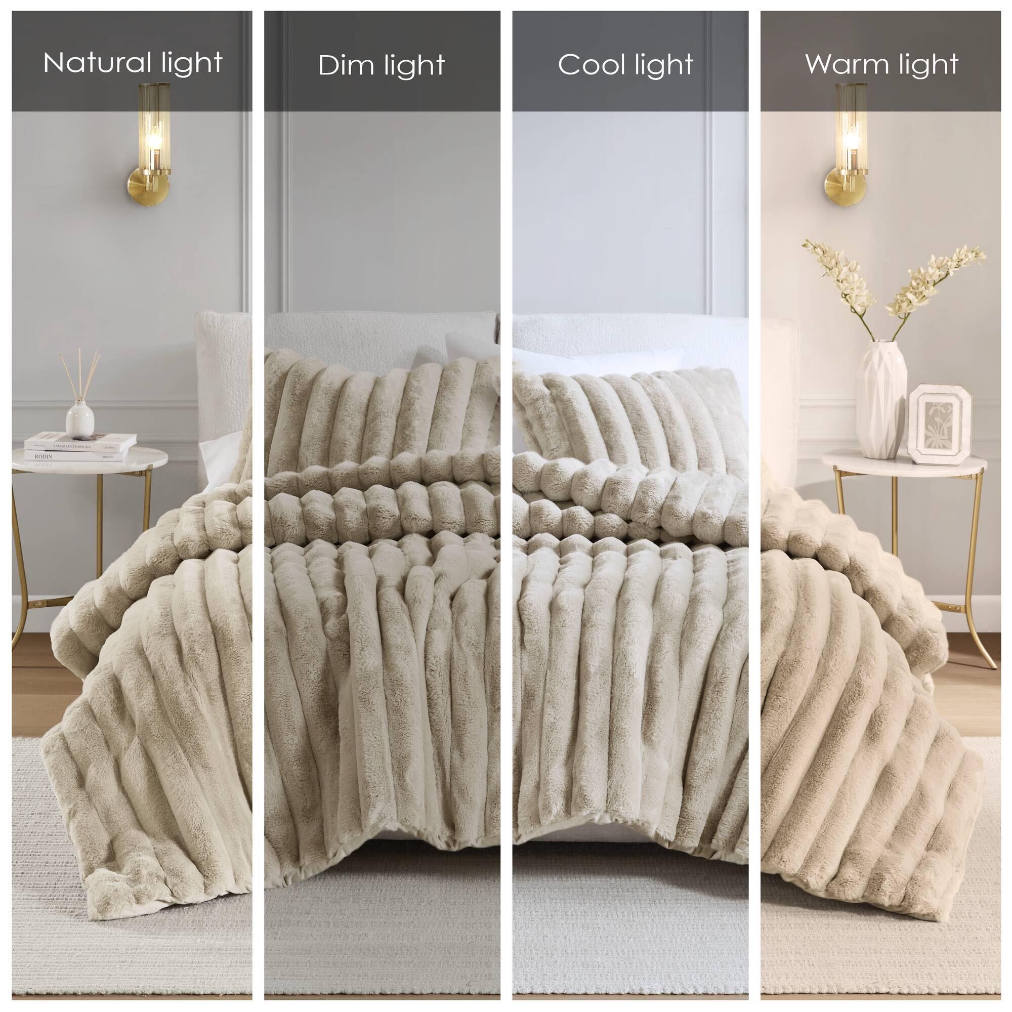 Ultrasoft Faux Fur Ribbed Comforter Set