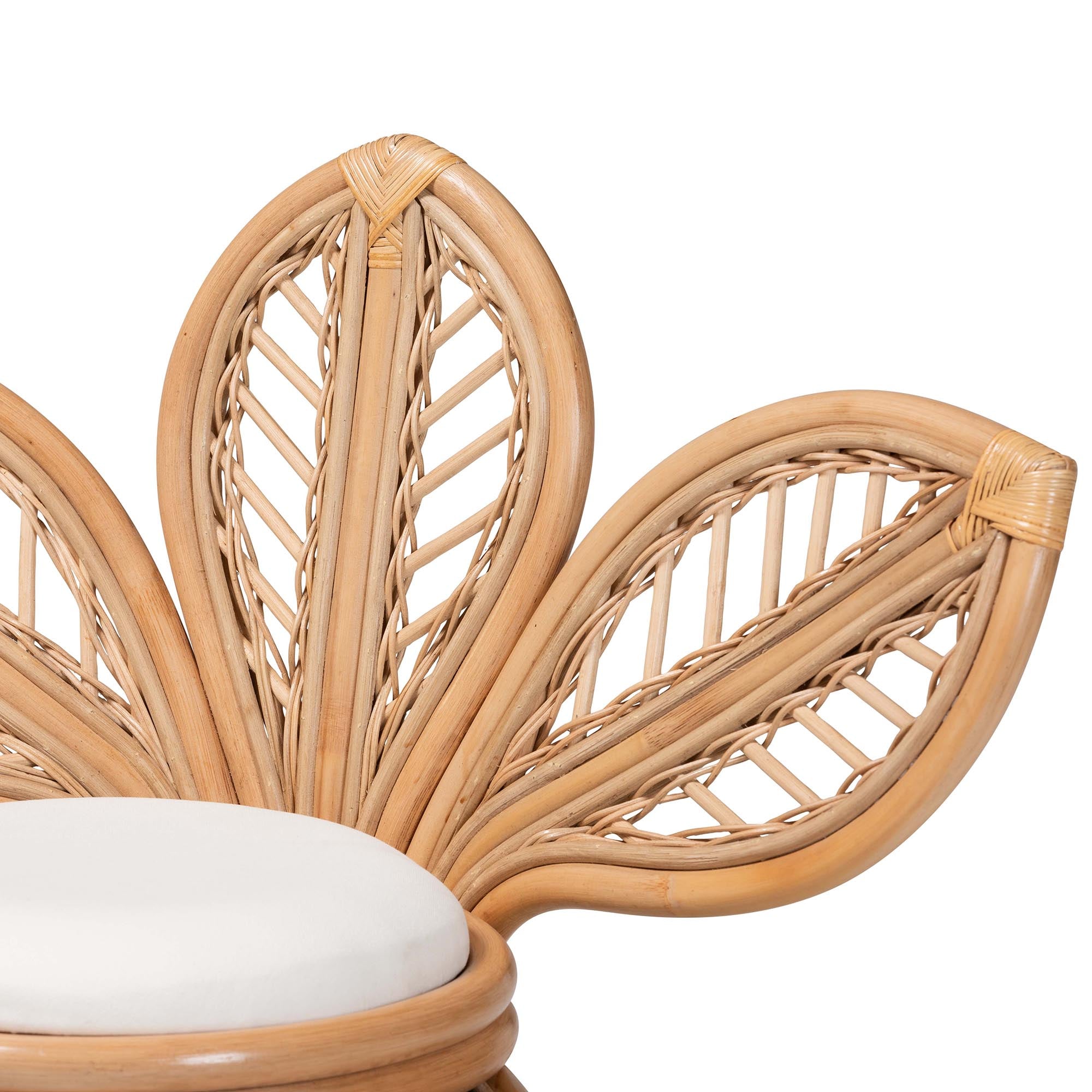 Modern Bohemian Natural Rattan Leaf Accent Chair