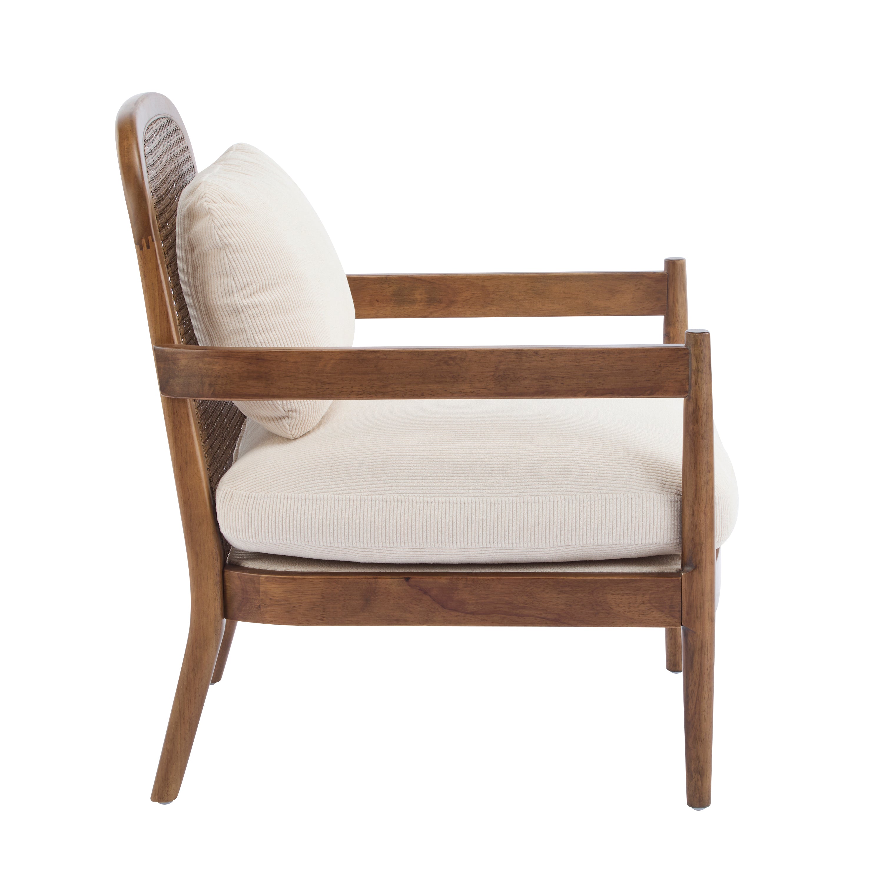 Elliston Solid Wood and Rattan Accent Chair with Cushions, Set of 2
