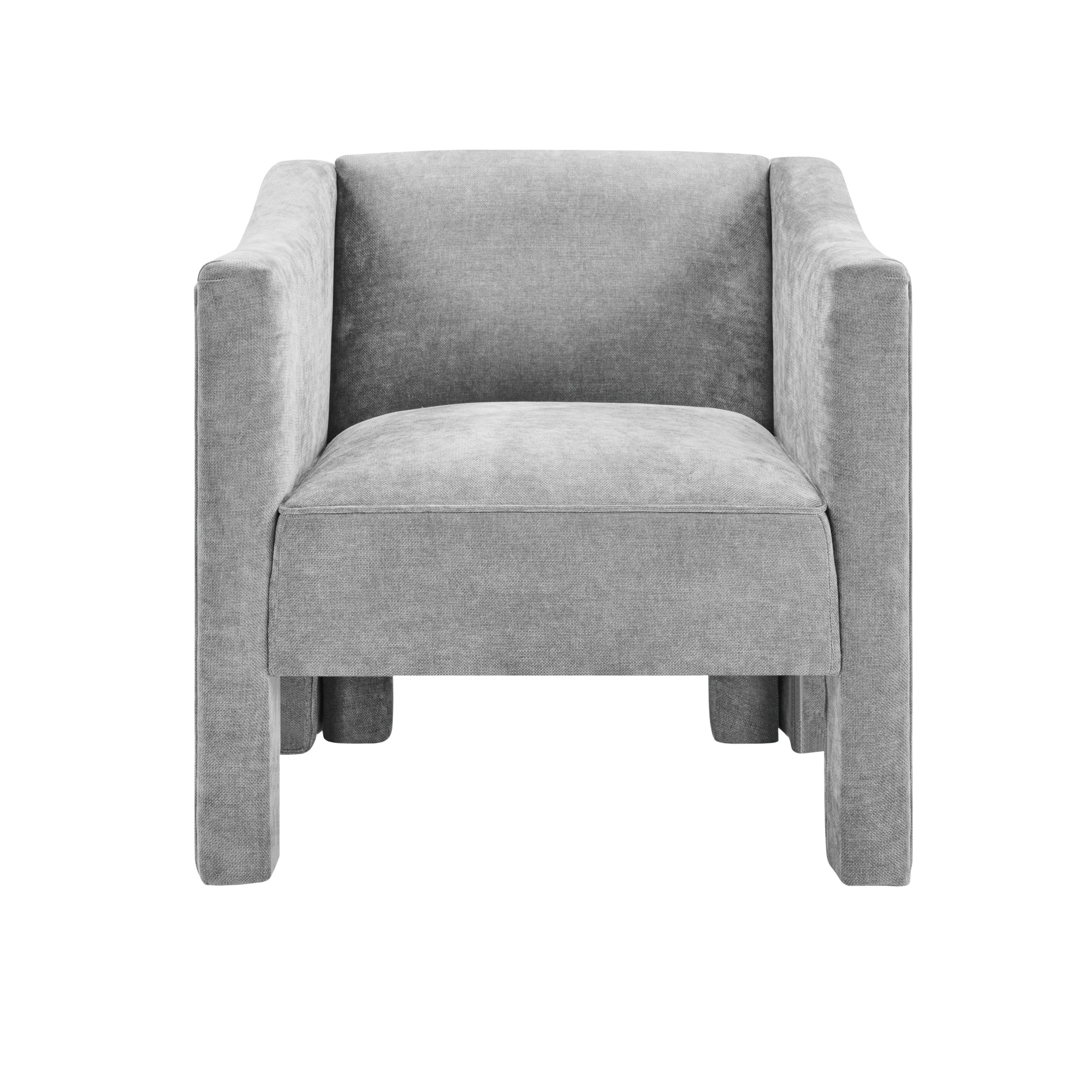 Modern Chenille Barrel Accent Chair with Enclosed Arms