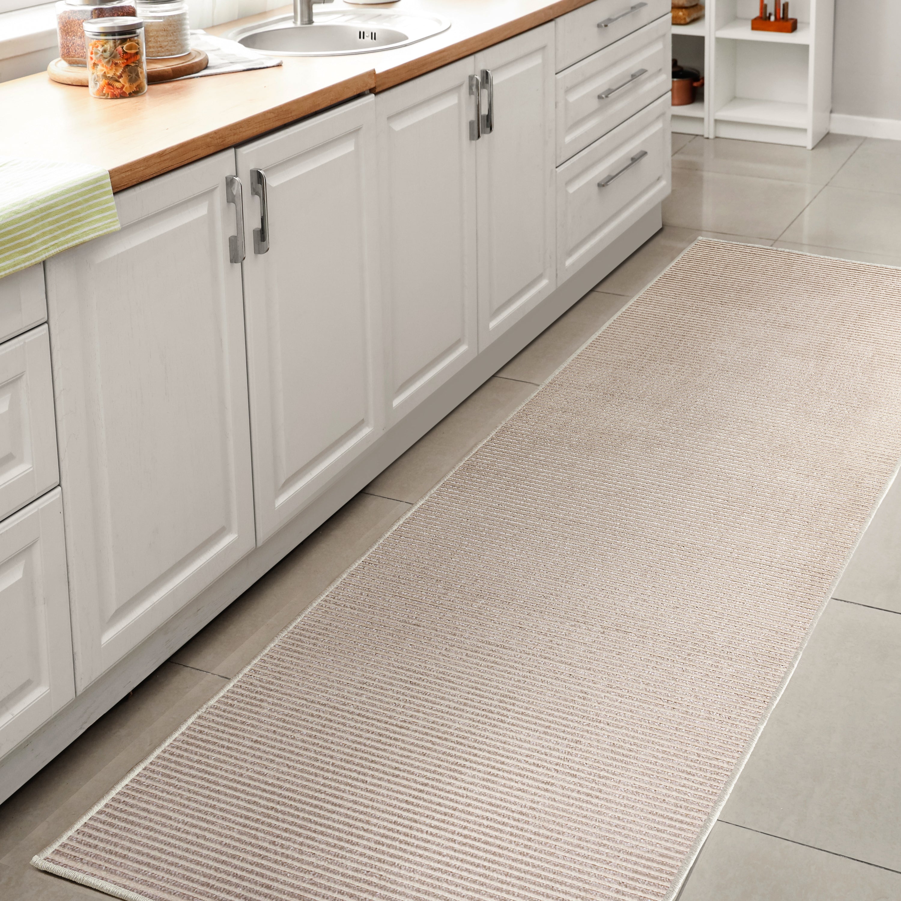 Cole Modern Minimalist Pinstripe High-Low Area Rug
