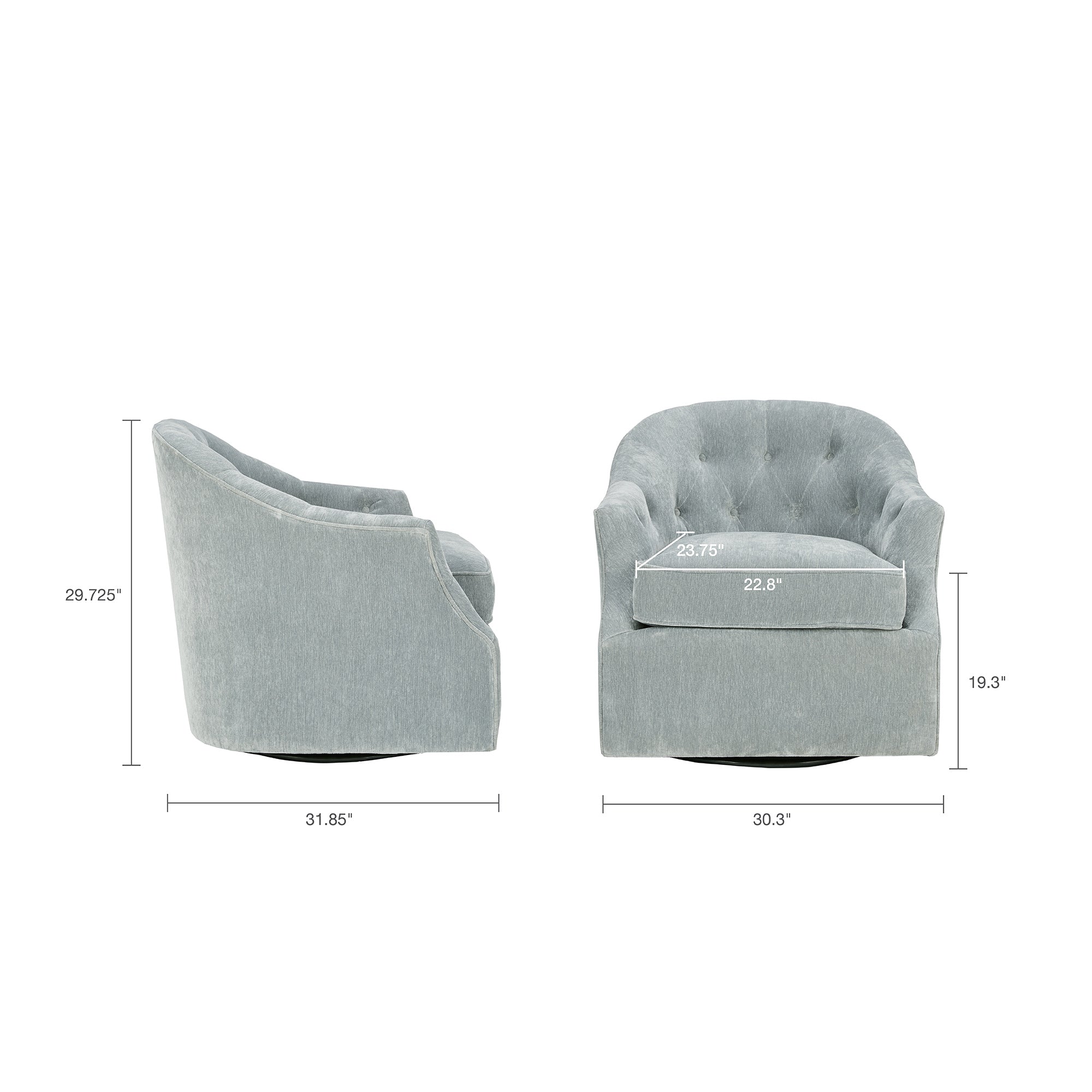 Awakened Swivel Chair with Button Tufted Back and Flared Arms
