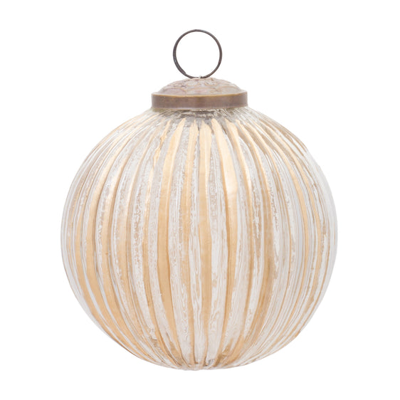 Ribbed Glass Ball Ornament (set of 12) - Gold