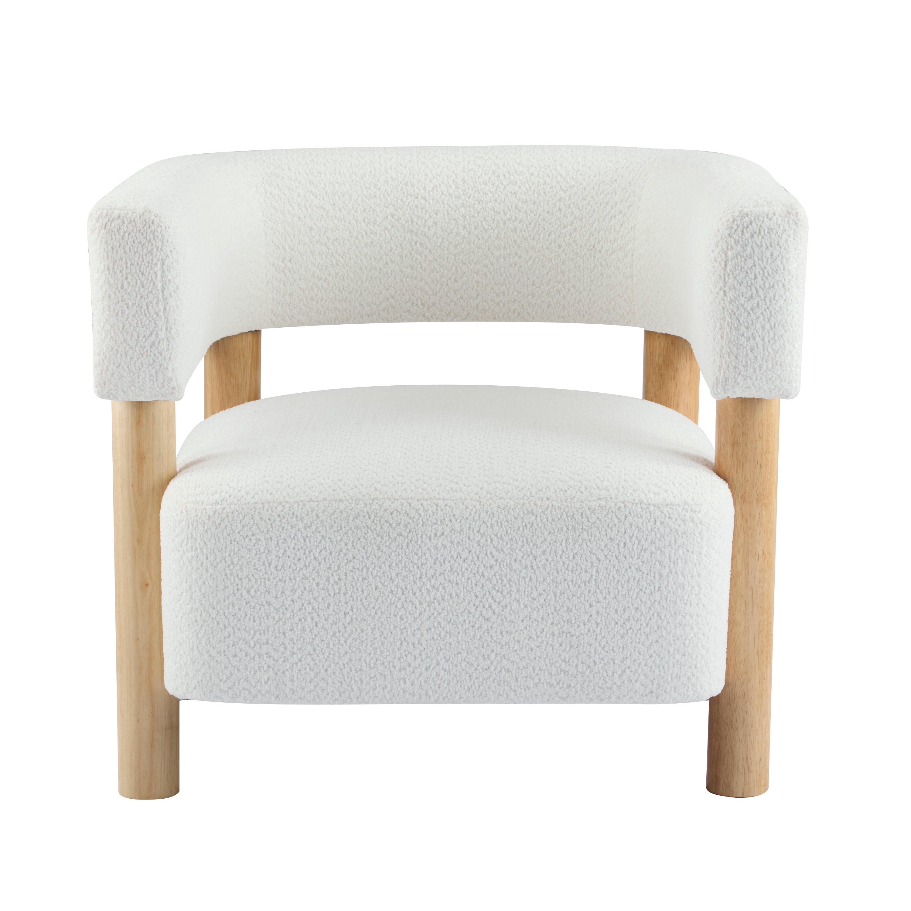 Boucle Upholstered Accent Arm Chair with Modern Wooden Frame