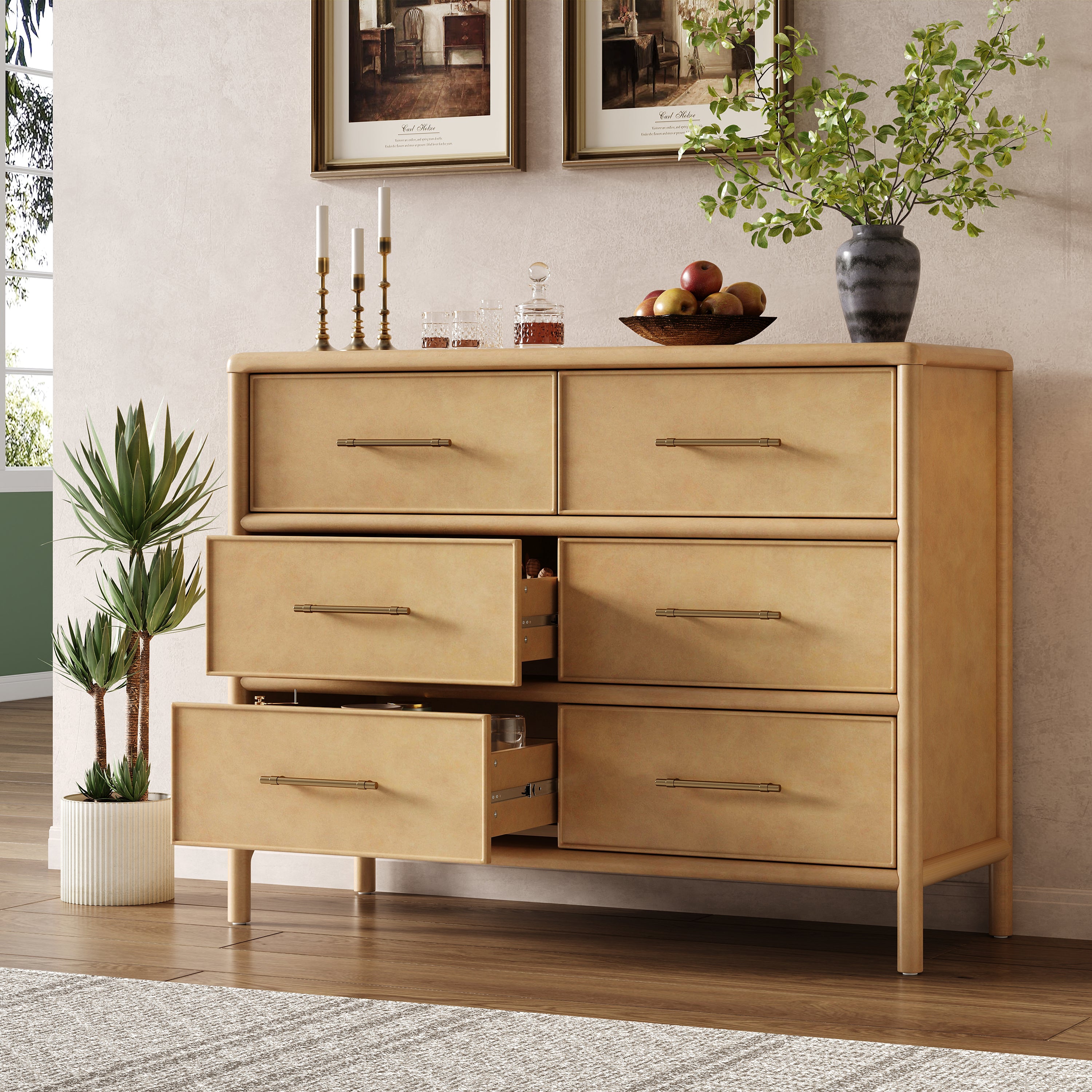 Mid-Century Modern 6-Drawer Storage Drawers
