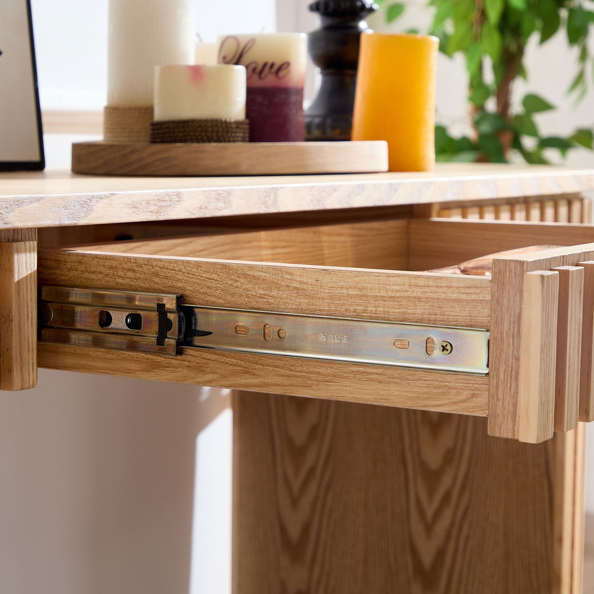 Mariposa Console Table with Drawer and Unique Vertical Stripe Design