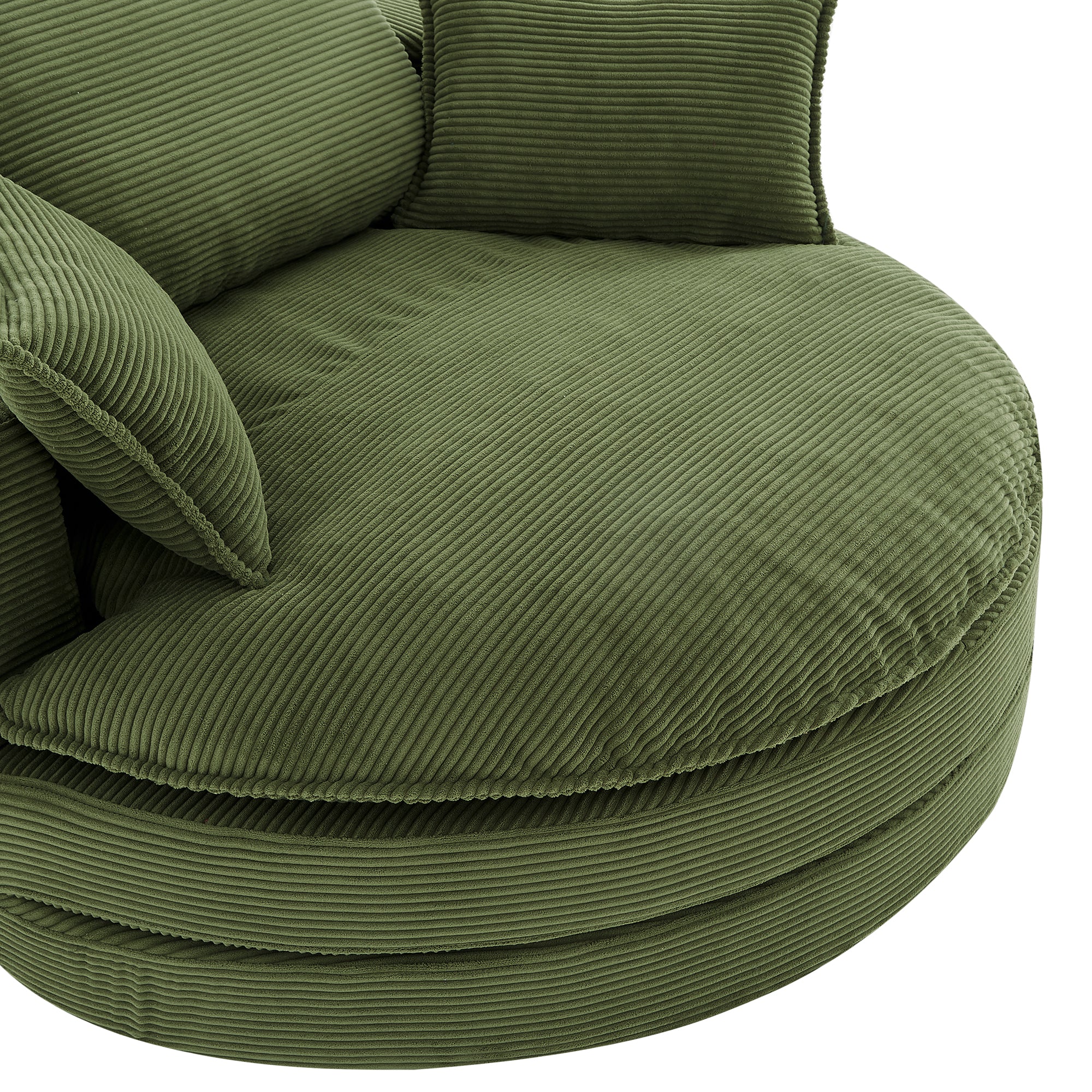 Corduroy 360° Swivel Accent Barrel Chair with 3 Removable Pillows