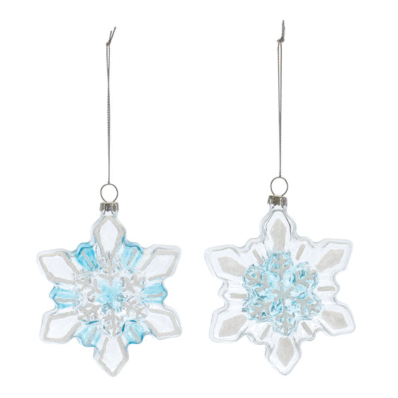 Glass Snowflake Ornament (set of 12) - White
