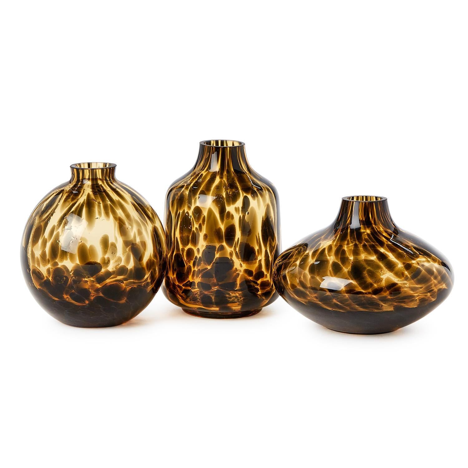 Tortoise Print Vases, Set of 3