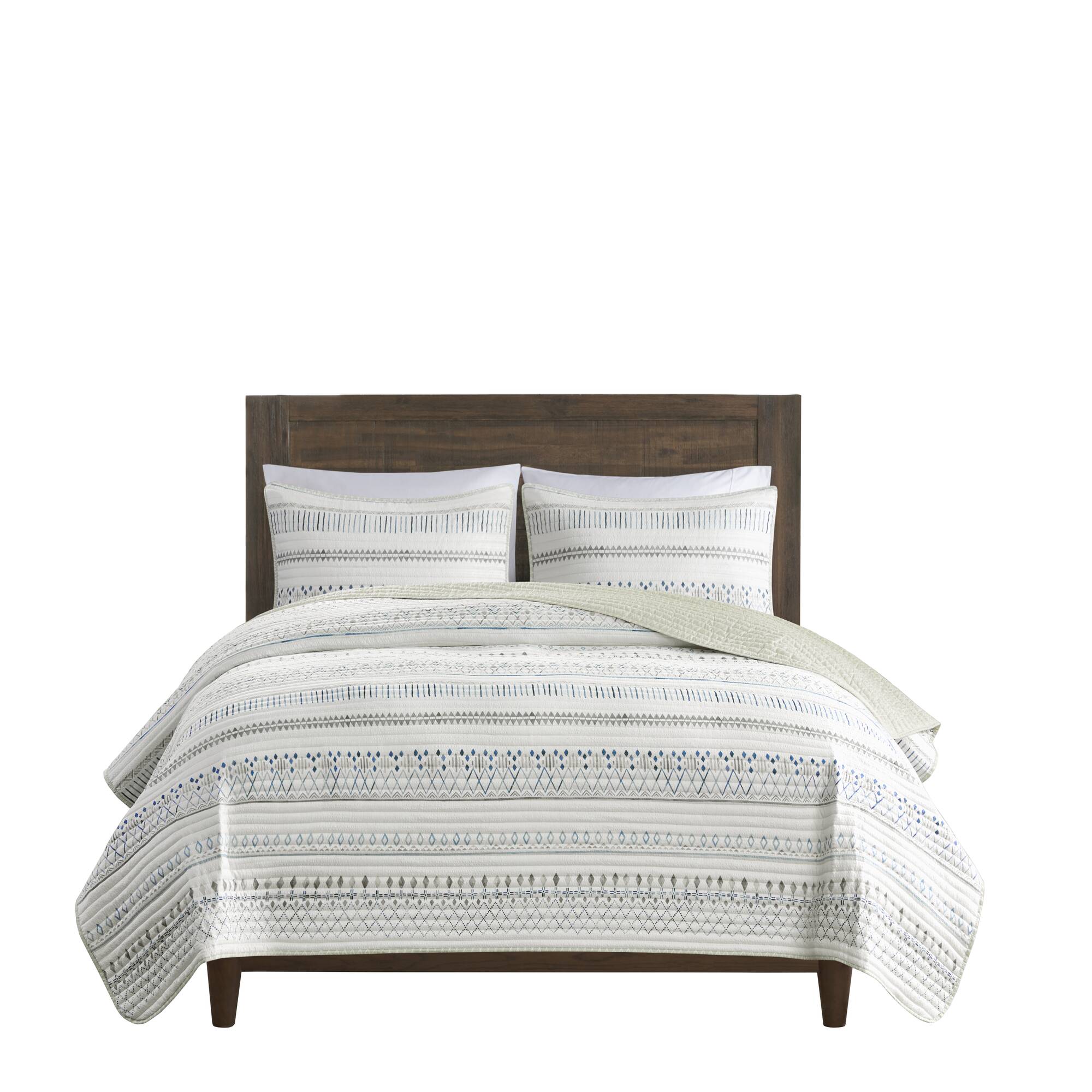 Fraser 3-Piece Printed Microfiber Seersucker Quilt Set