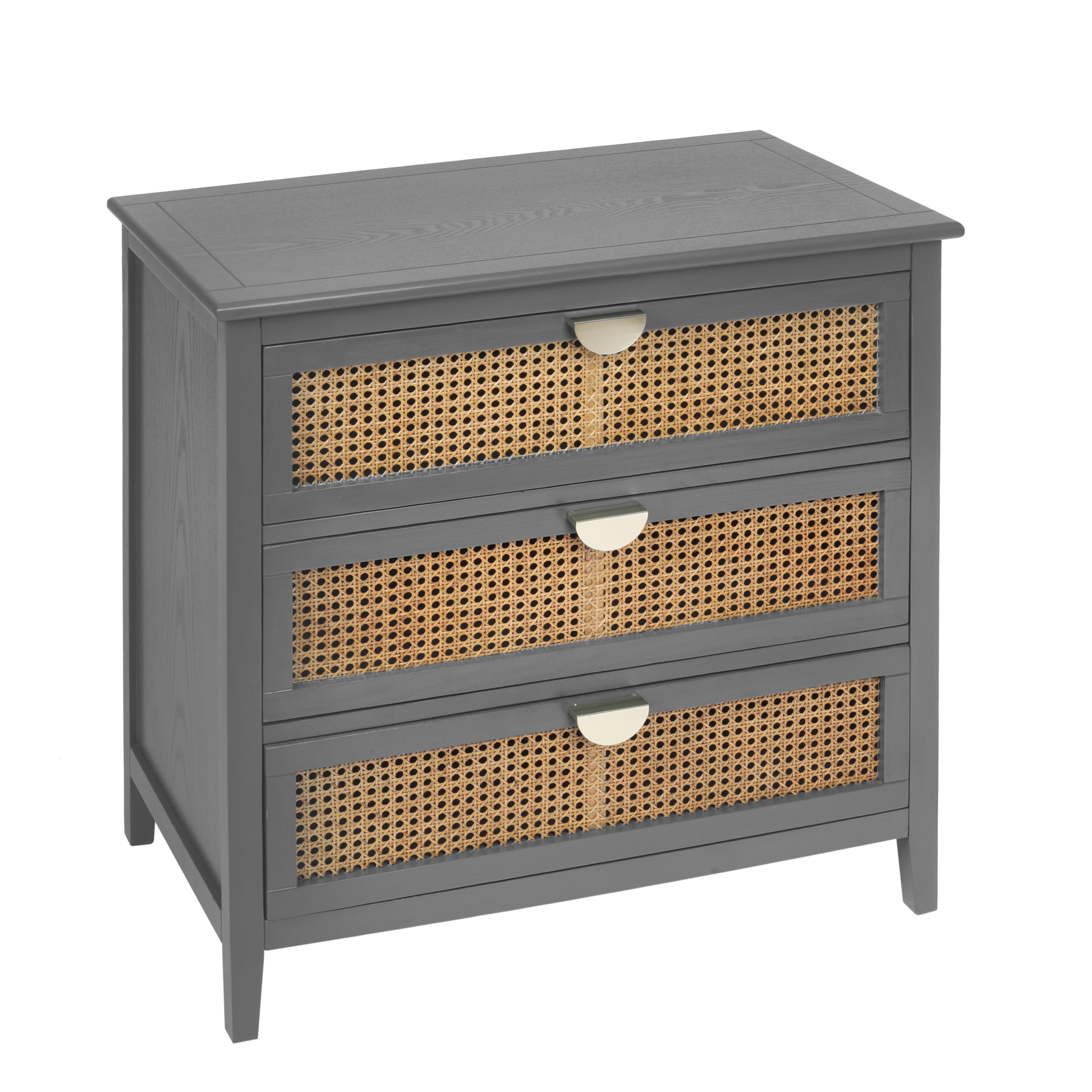 3 Drawer Cabinet with Natural Rattan Drawers