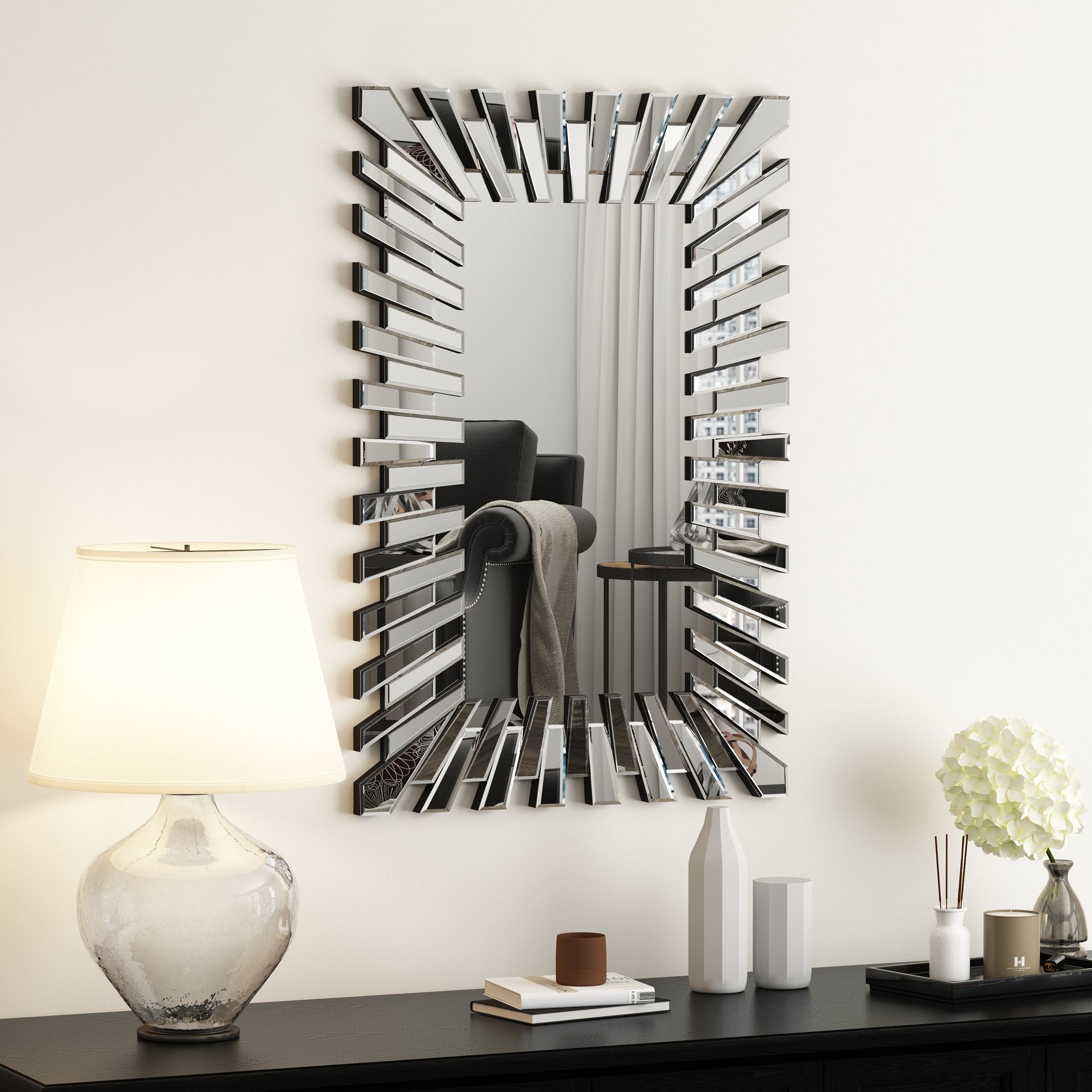 39" x 26" Rectangle Wall Mirror with Starburst 3D Frame